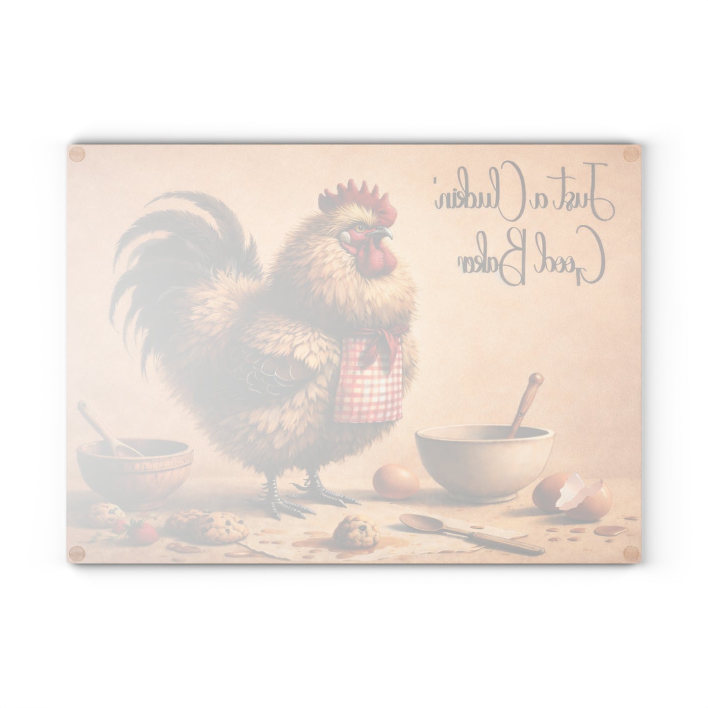 Just a Cluckin’ Good Baker Glass Cutting Board – Funny Farmhouse Kitchen Decor