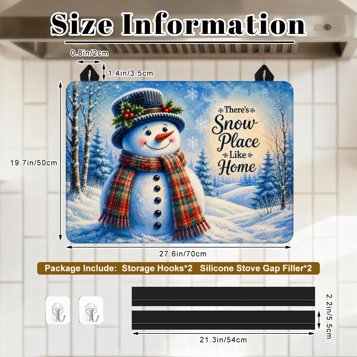 There’s Snow Place Like Home Snowman Stove Top Cover – Christmas Winter Stove Protector Mat