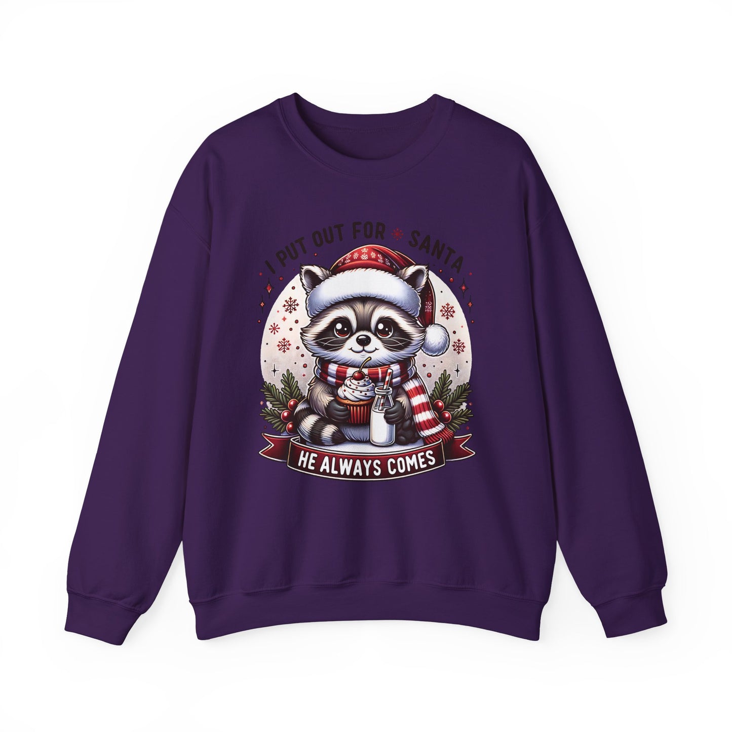 🎄🦝 “Naughty Raccoon Cocoa” Christmas Crewneck – Cute, Cozy & A Little Cheeky