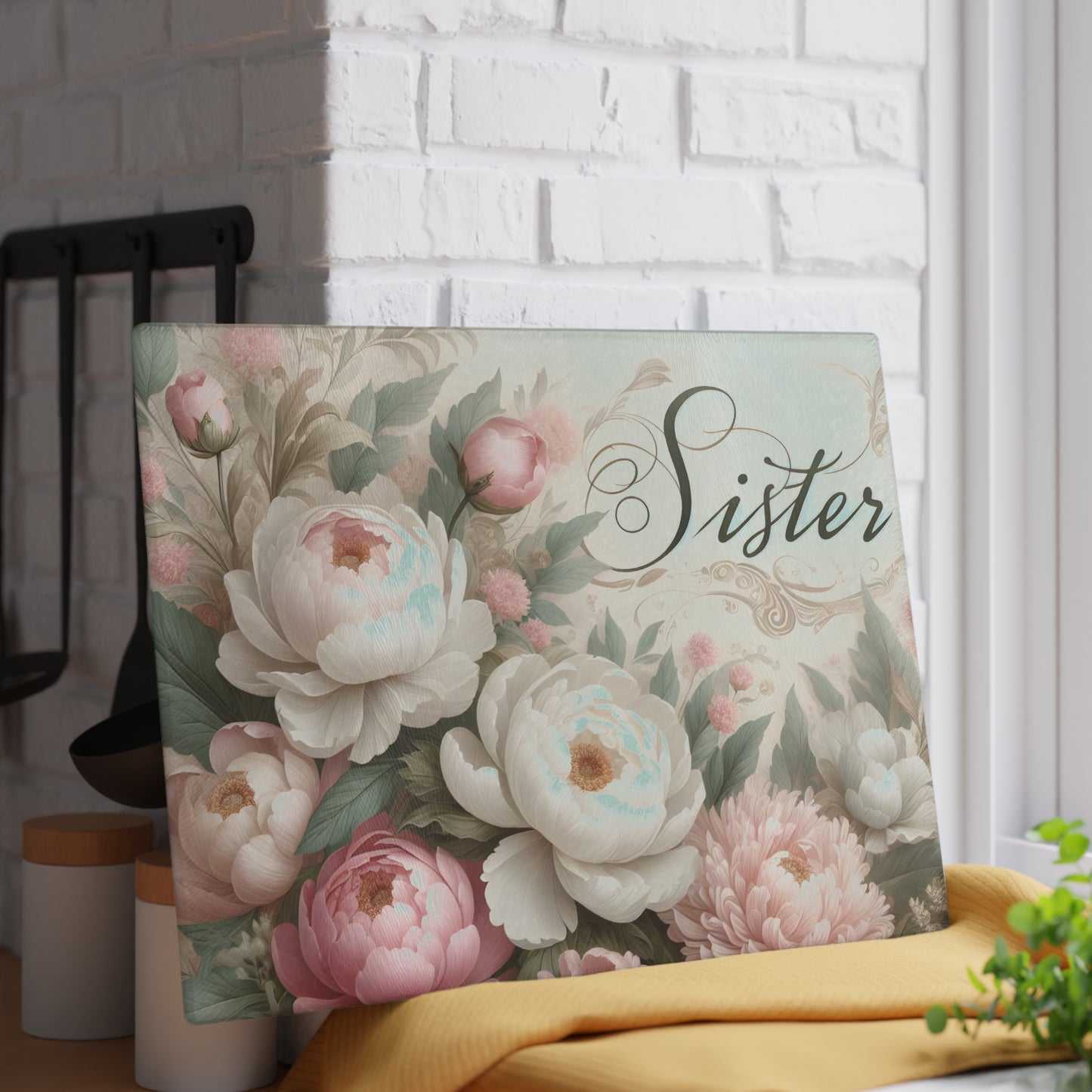 🌸 Sister Floral Cutting Board – Elegant Gift for a Special Sister 🌸