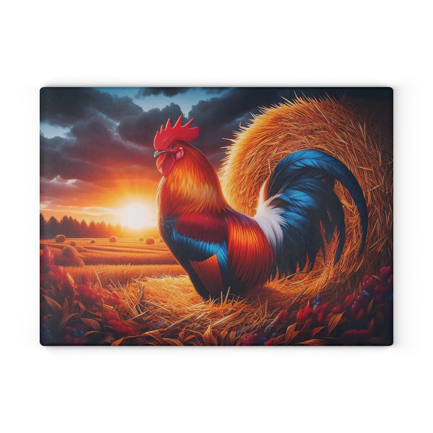 🐓🌅 Sunrise Rooster Cutting Board – Bold Farmhouse Charm for Your Kitchen 🌅🐓