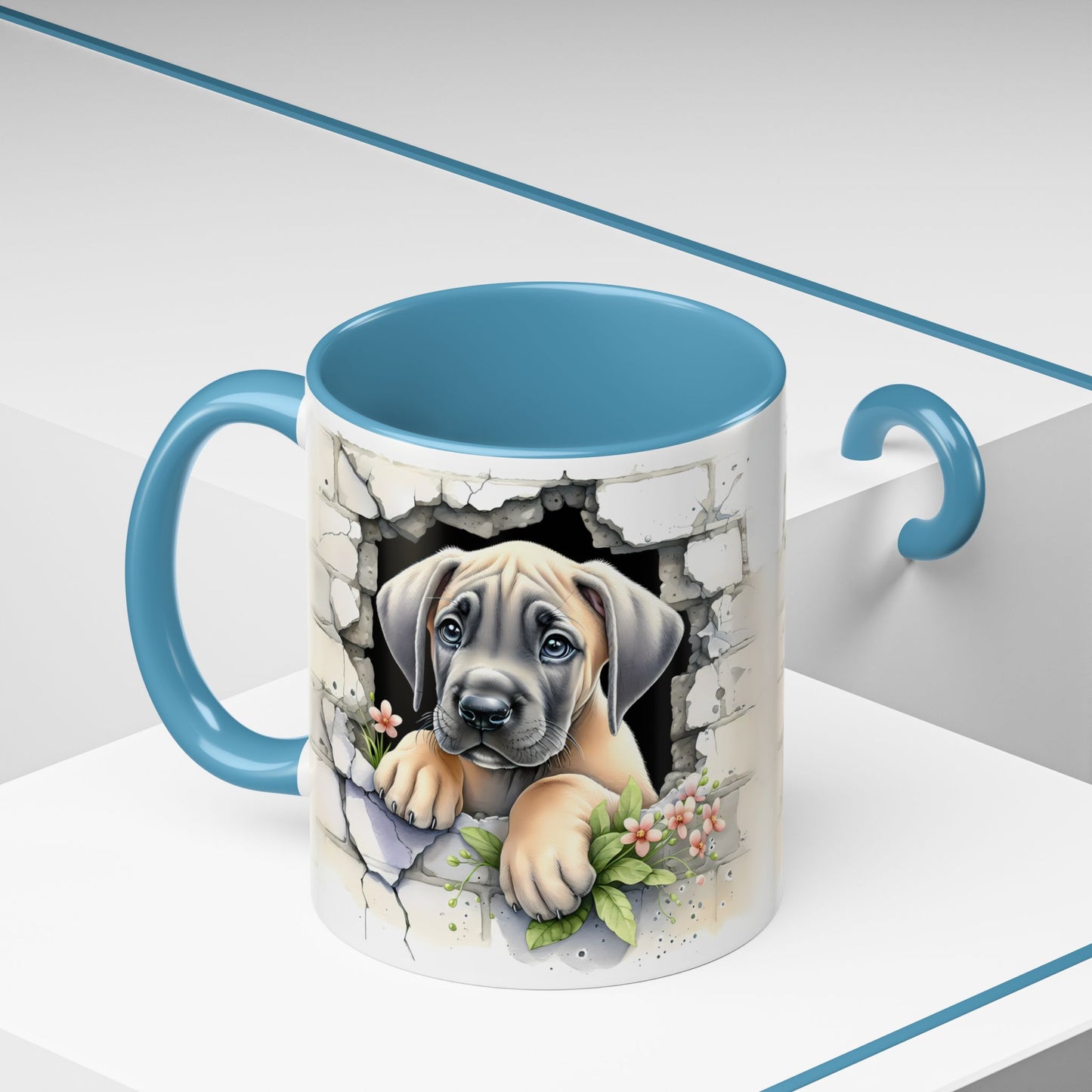 🐾 Great Dane Puppy Accent Mug – Sweet Peek-Through Puppy Design ☕💛
