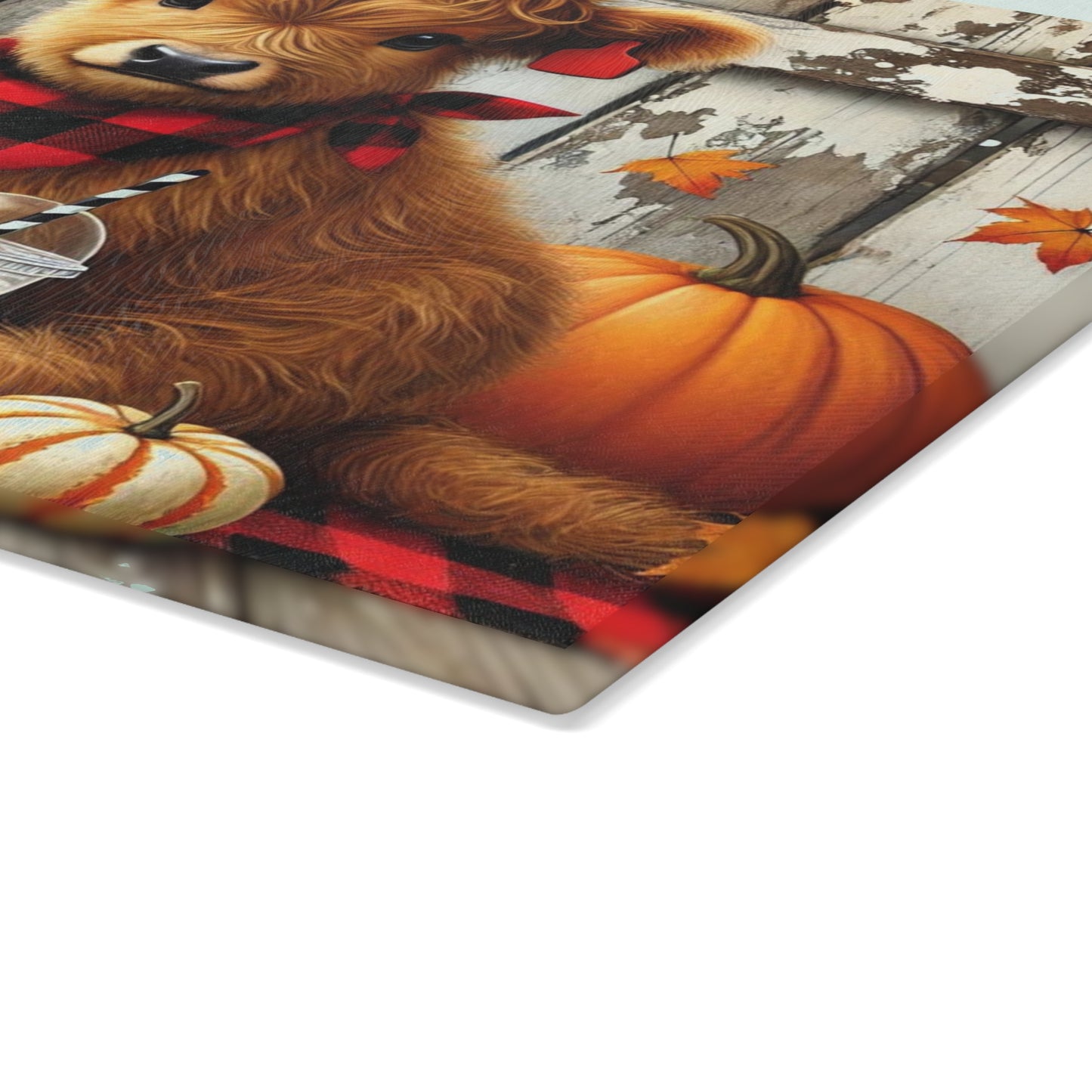 🐮 Pumpkin Patch Calf Cutting Board – Cozy Autumn Charm for Your Kitchen