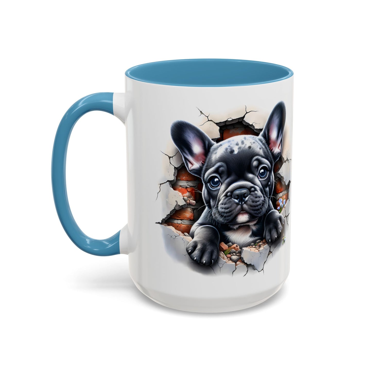 🐾🖤 Black French Bulldog Puppy Accent Mug – Cute Peek-Through Cup for Dog Lovers ☕✨