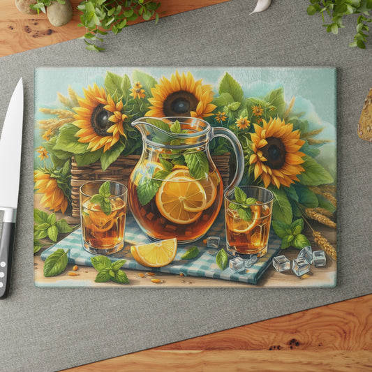 🌻 Sunflower Iced Tea Cutting Board – Sweet Summer Sips & Kitchen Charm