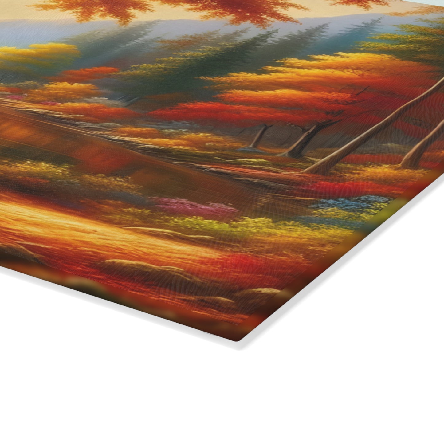 🍁🍂 Autumn Lake Scene Cutting Board – Golden Tranquility for Your Kitchen 🌲✨