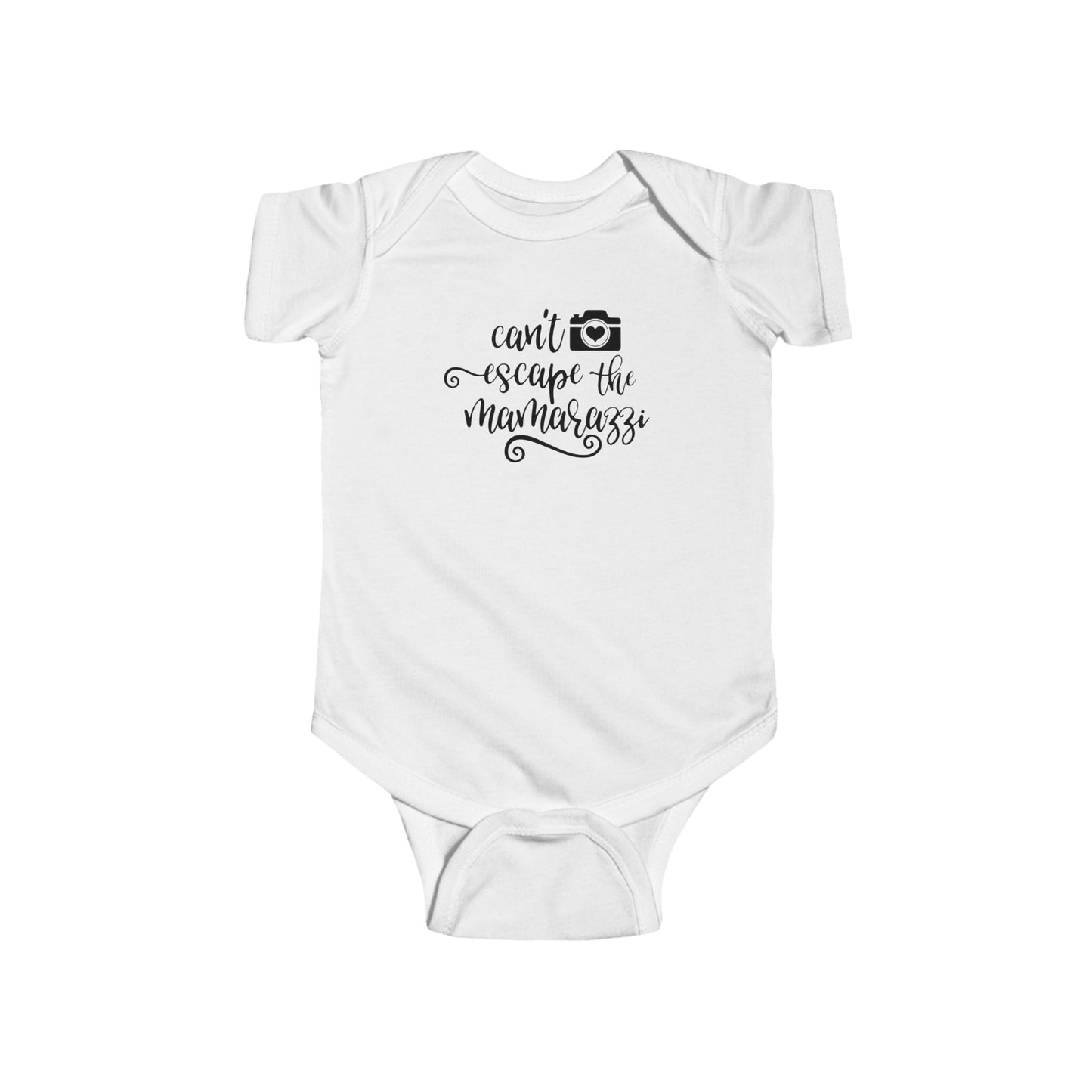 Can't Escape the Mamarazzi Baby Onesie – Camera & Heart Design