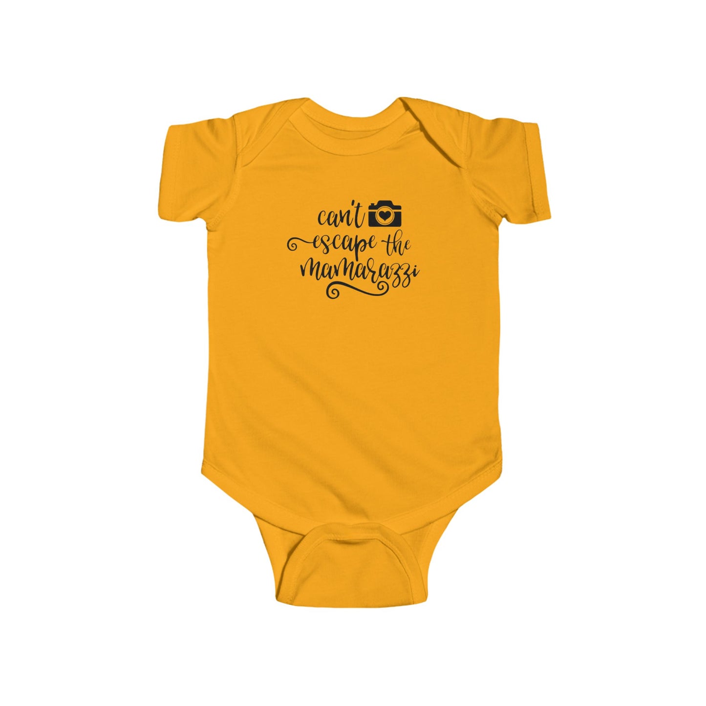 Can't Escape the Mamarazzi Baby Onesie – Camera & Heart Design