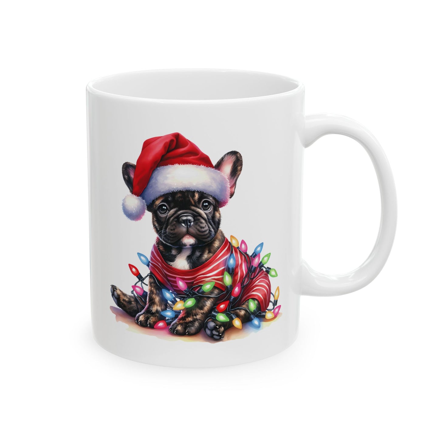 🎄 French Bulldog Christmas Lights Mug – Holiday Mischief, Frenchie Style! 🐶☕