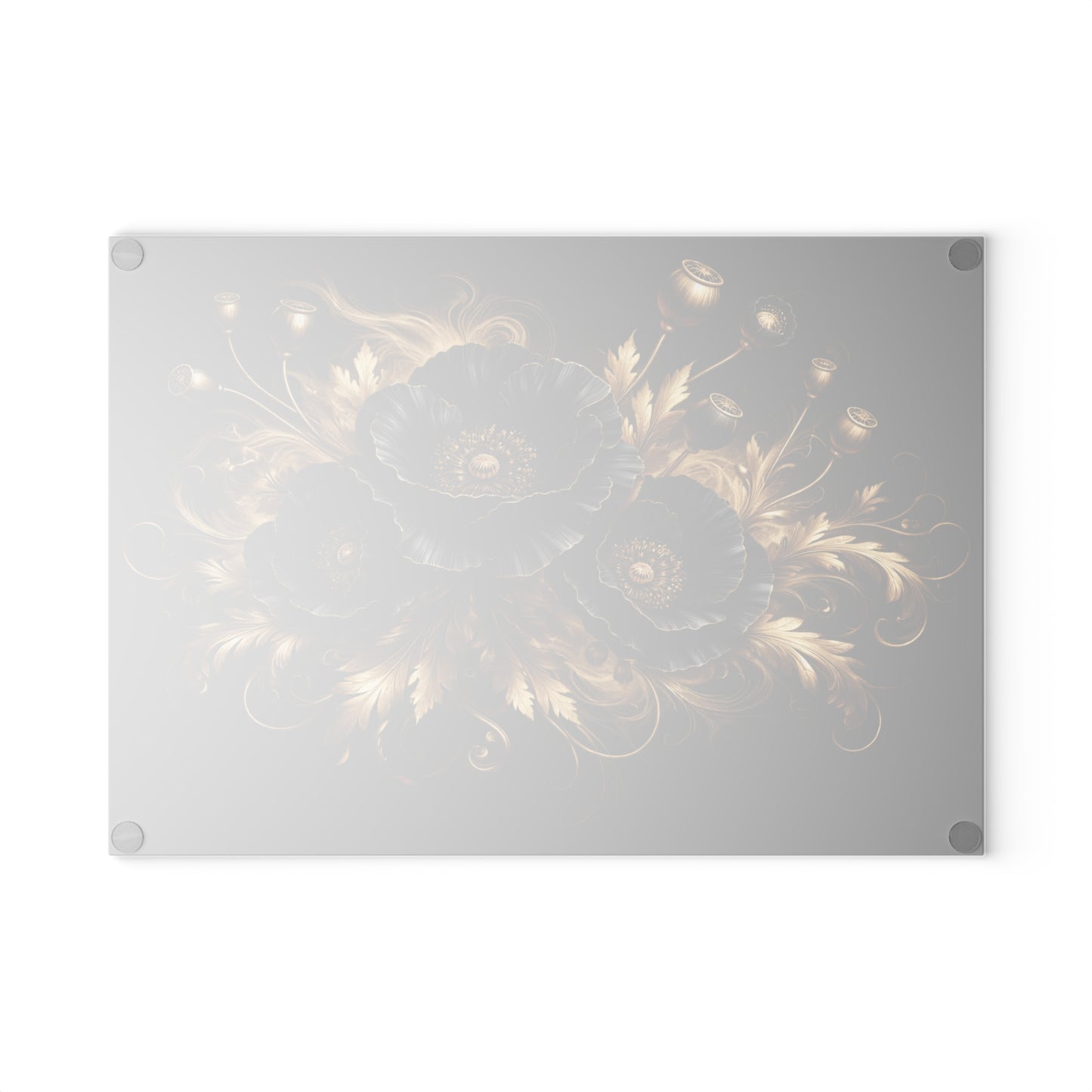 Black & Gold Floral Glass Cutting Board – Elegant Personalized Kitchen Cutting Board