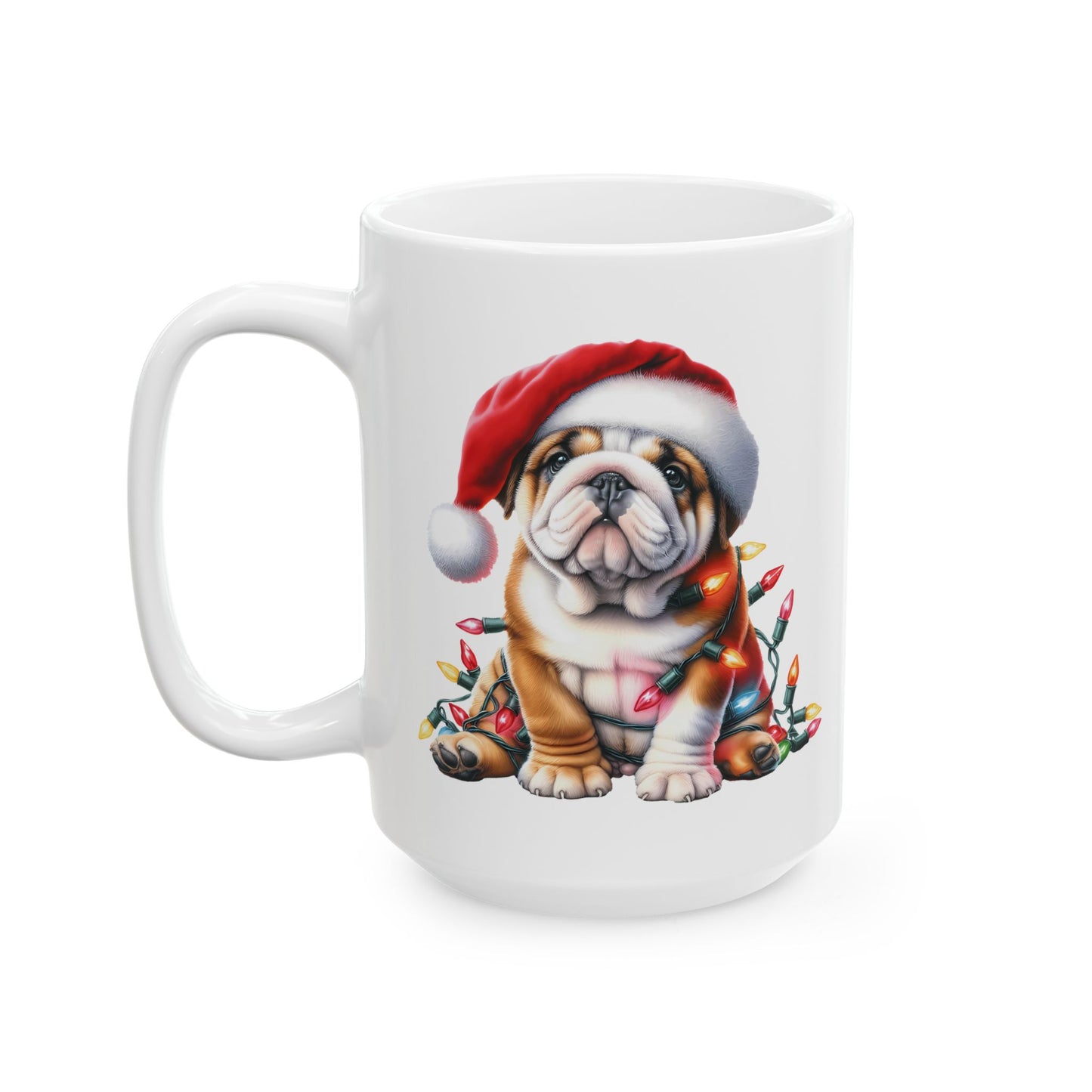🎅 English Bulldog Christmas Lights Mug – Grumpy Pup, Jolly Spirit! 🐾☕