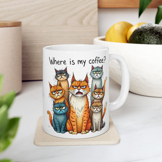 ¿Dónde está mi café? – Divertida taza de gato para amantes de los gatos ☕