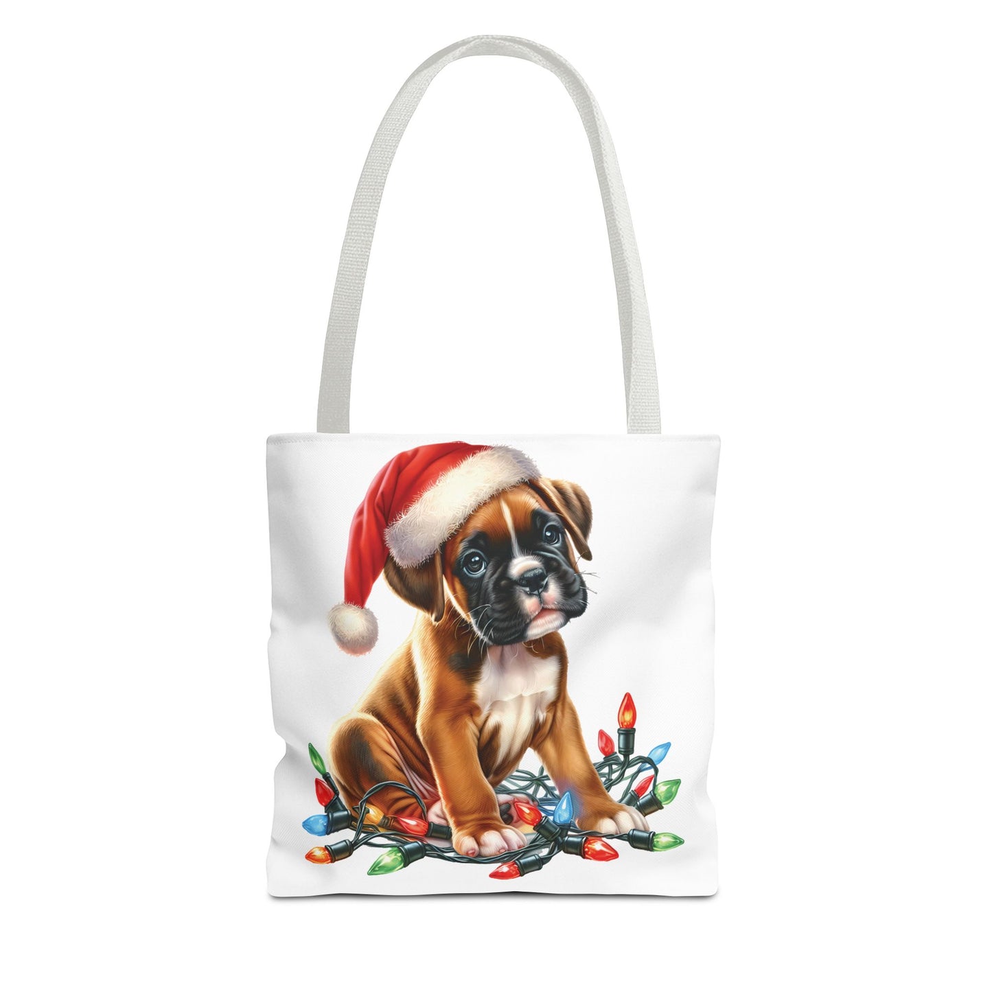 👜 Boxer Christmas Lights Tote Bag – Festive Charm for Dog Lovers 🎄