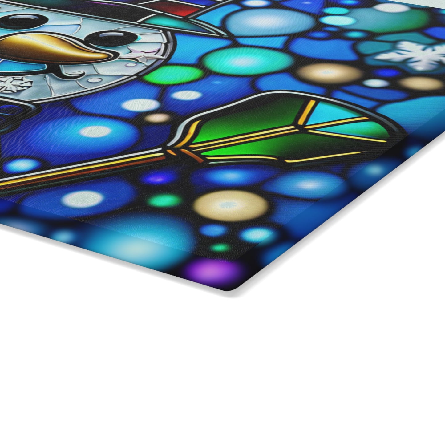 ☃️ Stained Glass-Style Snowman Cutting Board – Festive Elegance for Your Holiday Kitchen ❄️