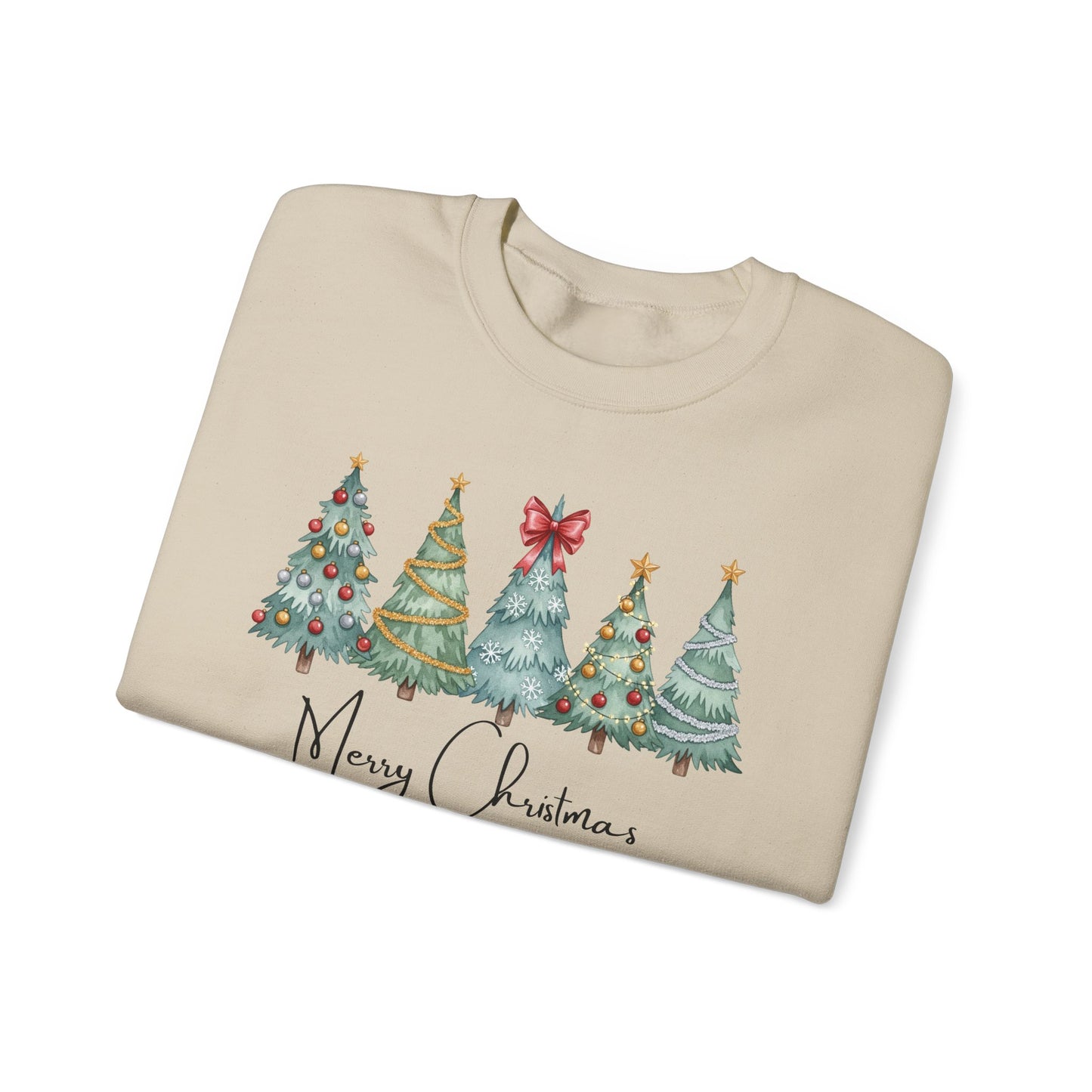🎄✨ Merry Christmas Trees Sweatshirt – Bold Patterns & Festive Cheer