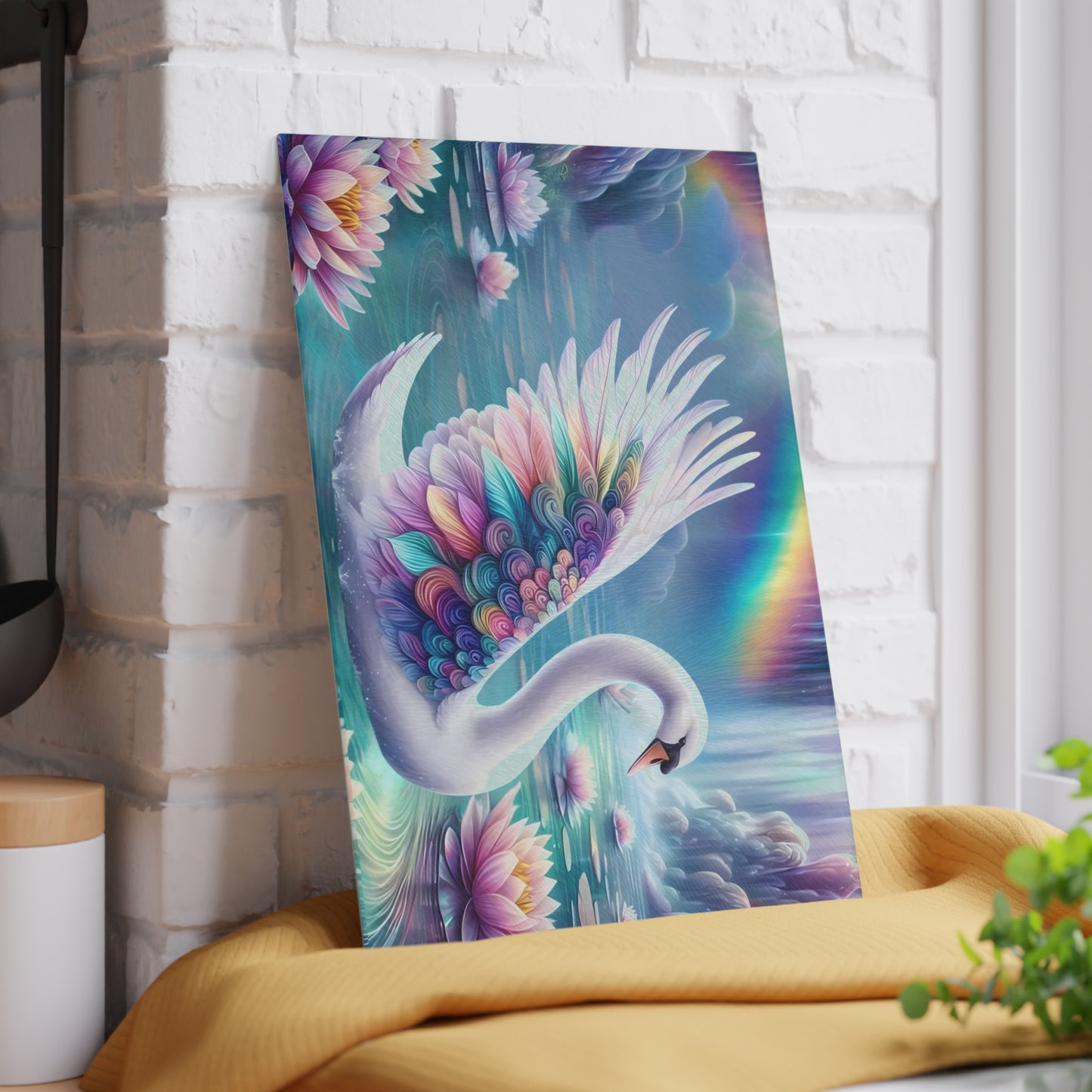 Swan Glass Cutting Board – Elegant Kitchen Decor | Tempered Glass Serving Board with Graceful Bird Design