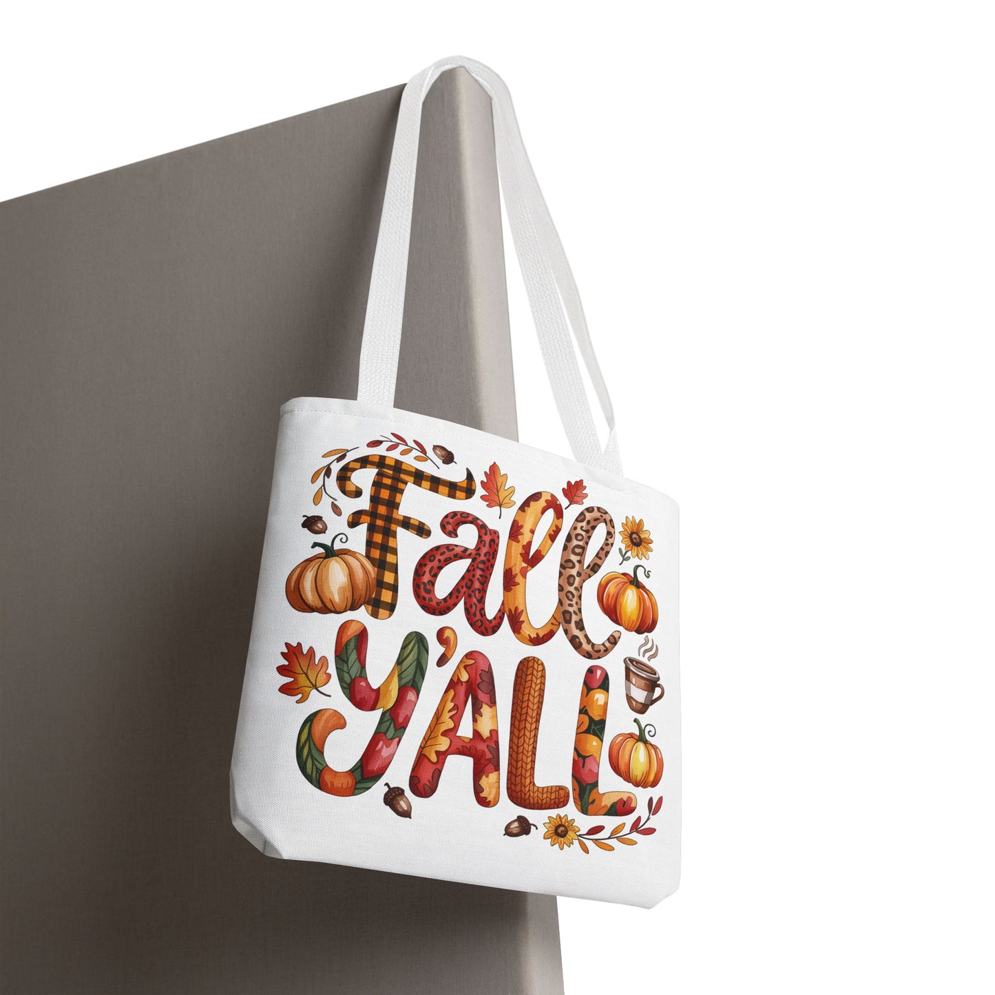 🎃 Fall Y’all Tote Bag – Bold Prints, Cozy Coffee & Pumpkin Cheer 🍂