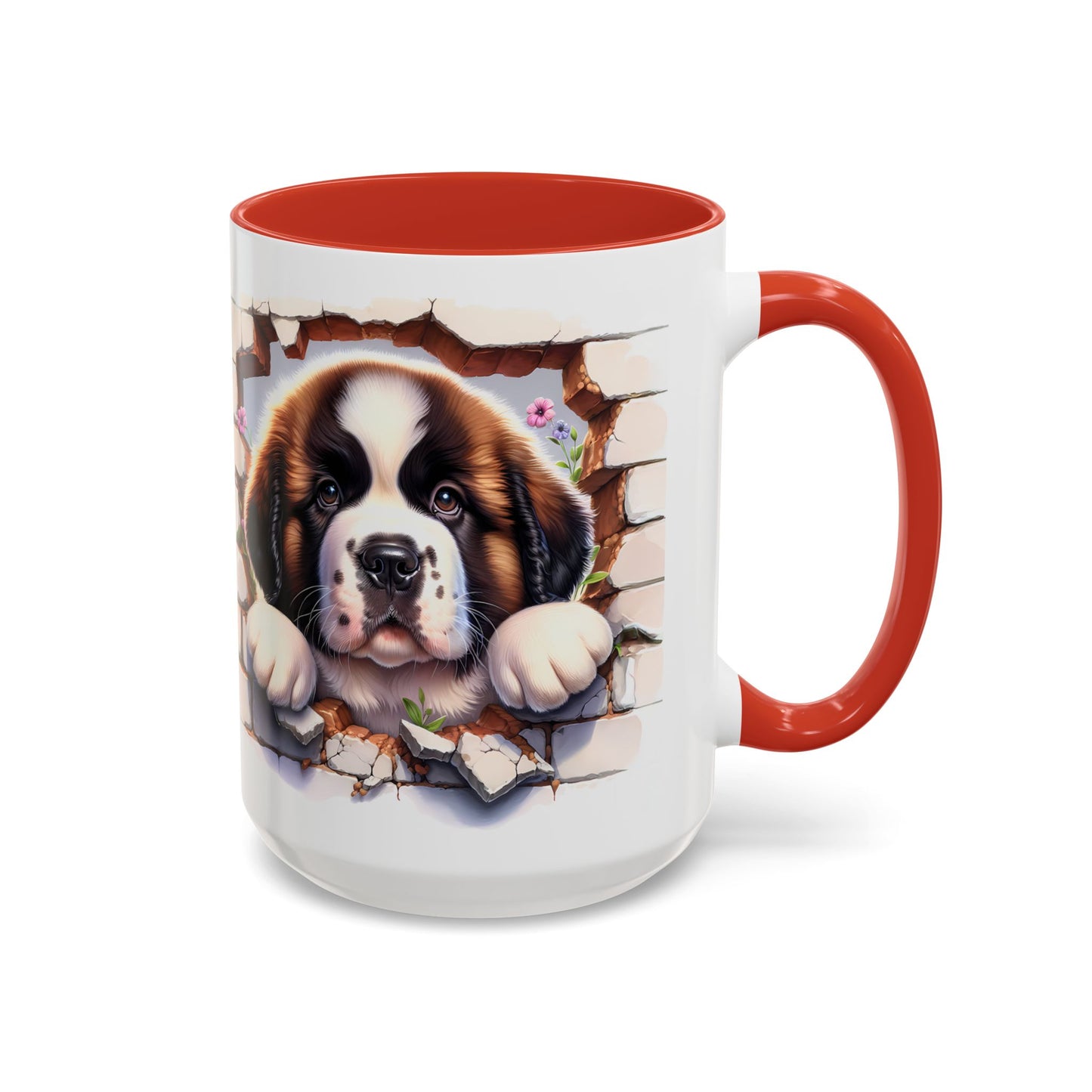 🐾☕ St. Bernard Puppy Peek Accent Mug – Gentle Giant Pup Lover Gift ✨❤️