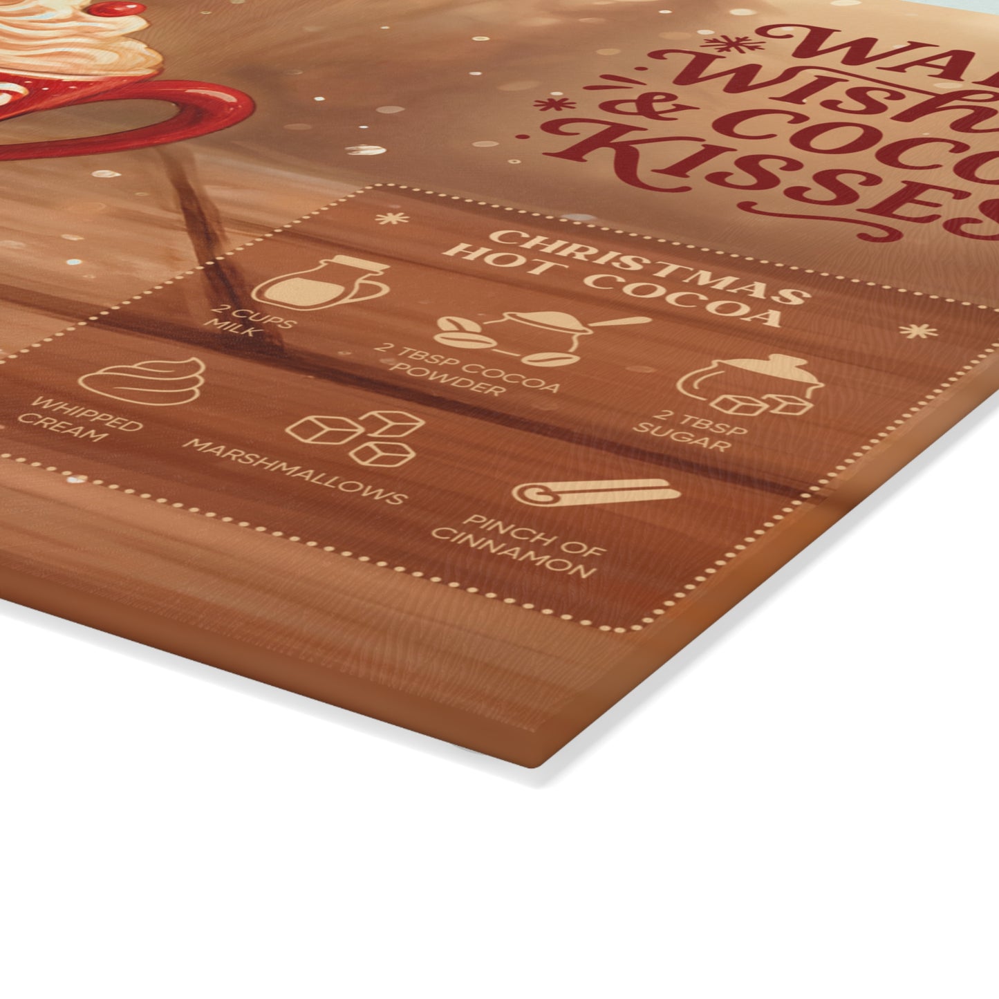 ☕❄️ Warm Wishes & Cocoa Kisses Cutting Board – Cozy Christmas Charm for Your Kitchen 🎄🍫