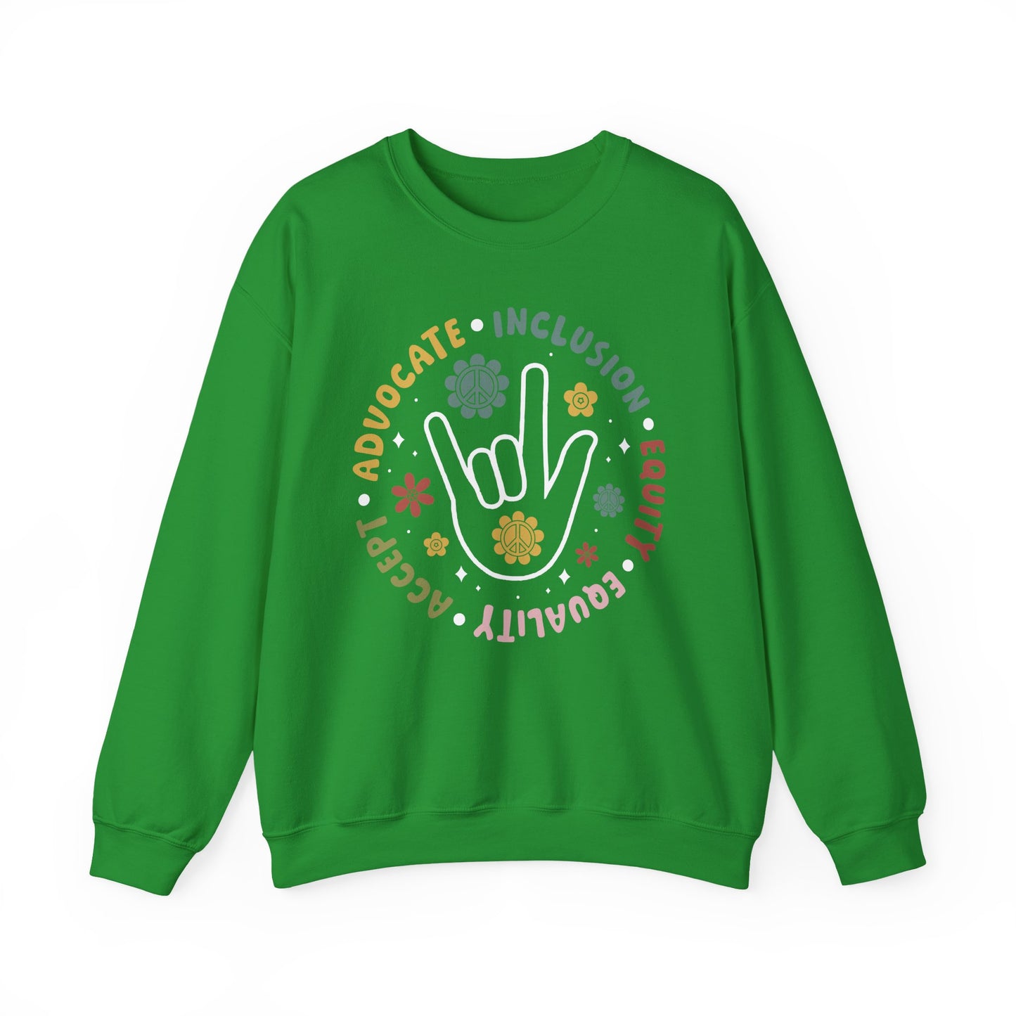 🧡👐 Advocate • Inclusion • Equity • Equality • Accept – ASL “I Love You” Sweatshirt 🌼✌️