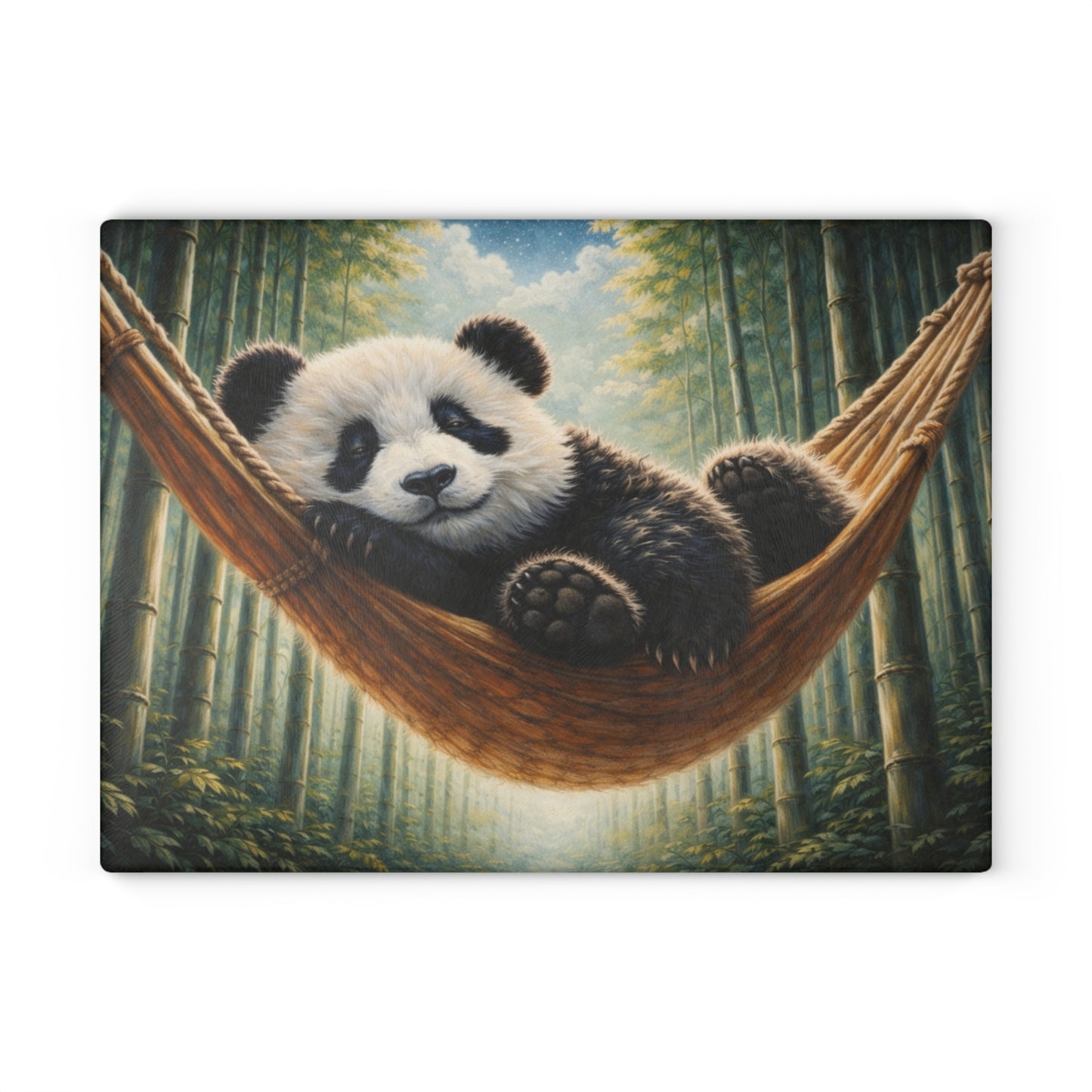 Sleeping Panda in Bamboo Forest Glass Cutting Board – Peaceful Wildlife Nature Artwork