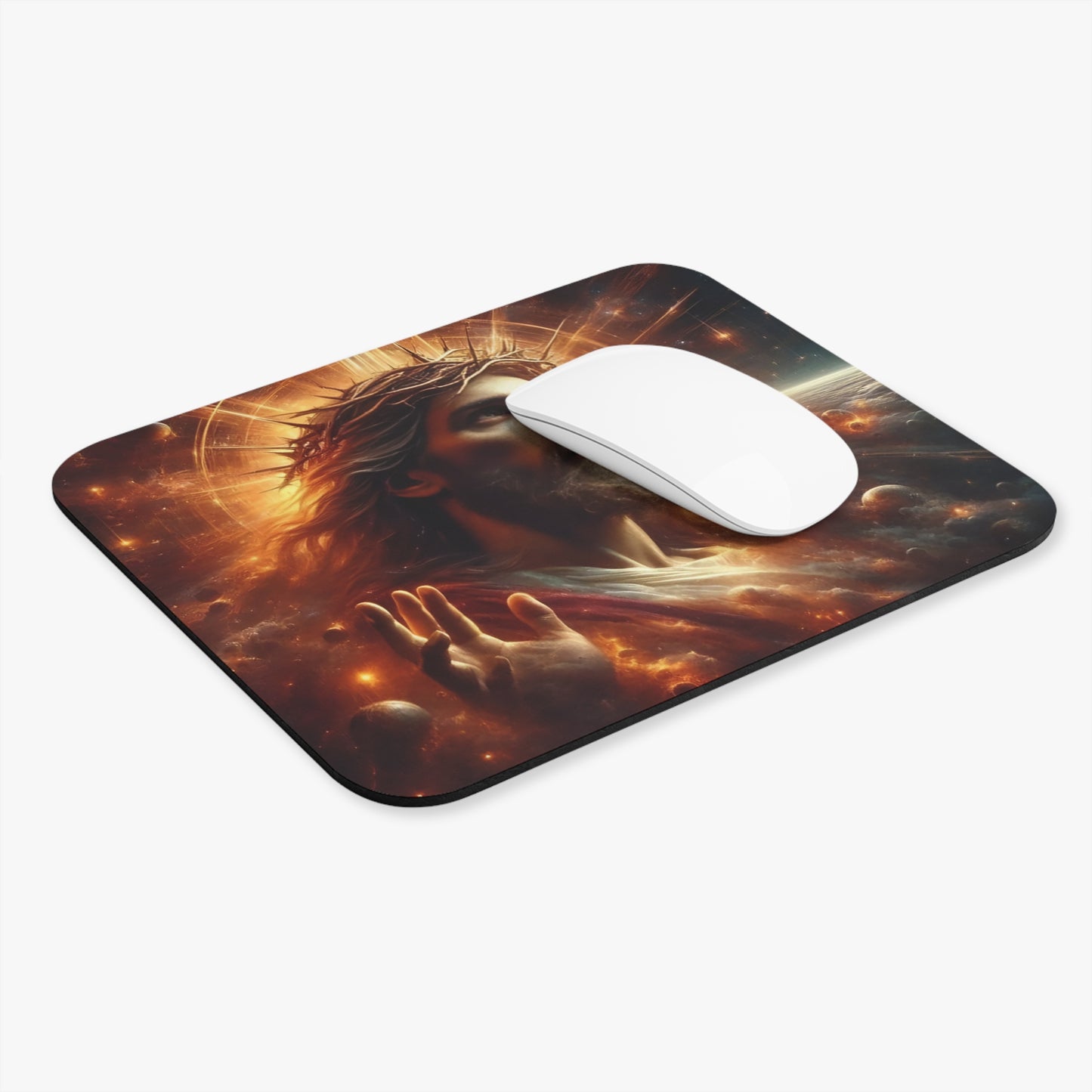 🖱️✨ Jesus Christ Radiant Glory Mouse Pad – Inspiring Faith Desk Accessory