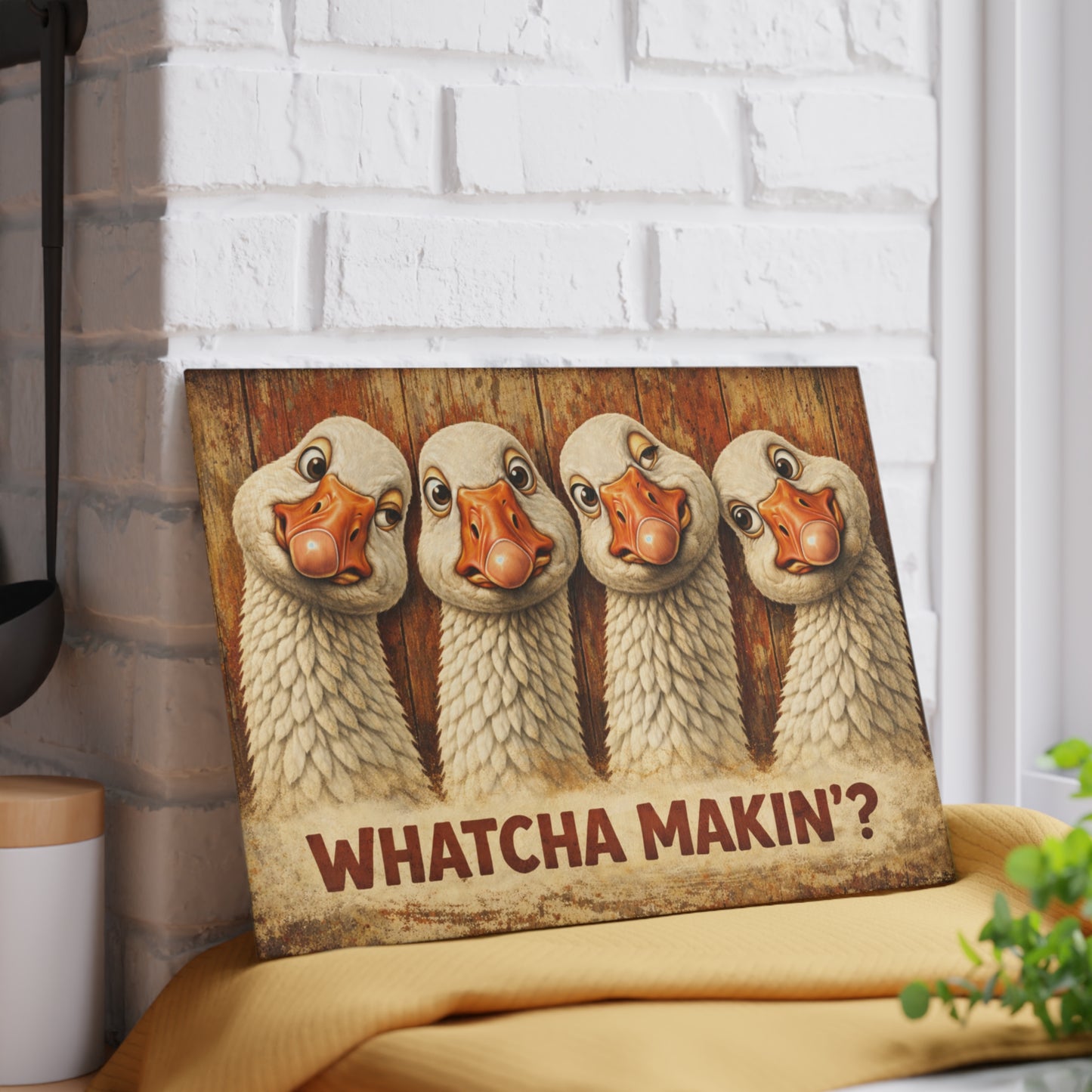 Whatcha Makin’? Glass Cutting Board – Funny Goose Farmhouse Kitchen Decor