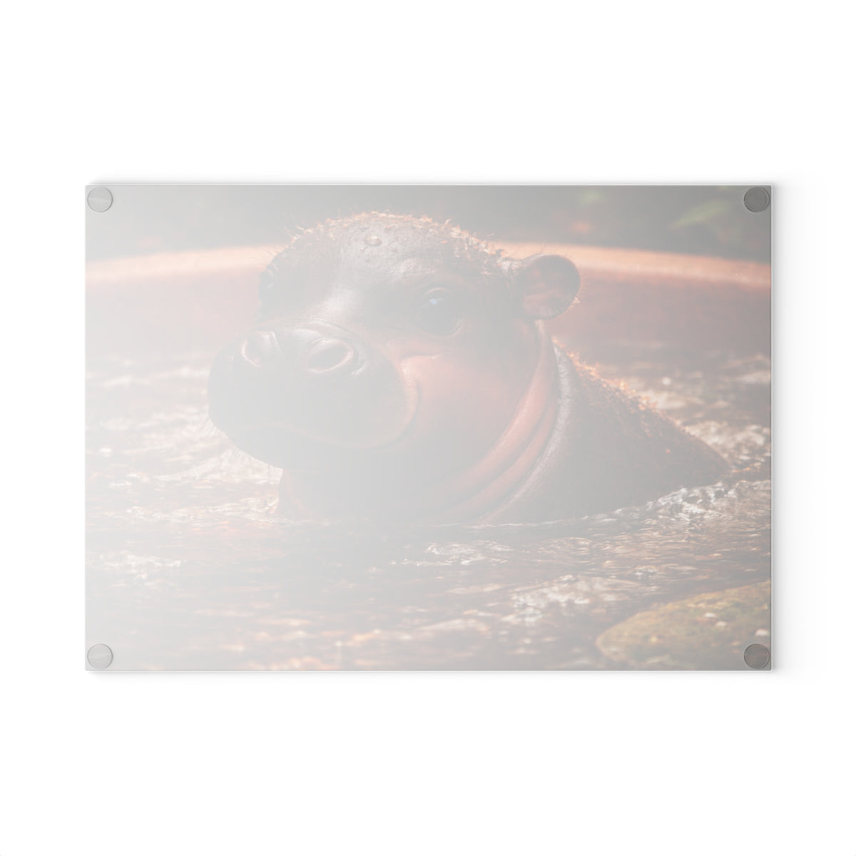 Baby Hippo Glass Cutting Board – Adorable Safari Wildlife Kitchen Decor