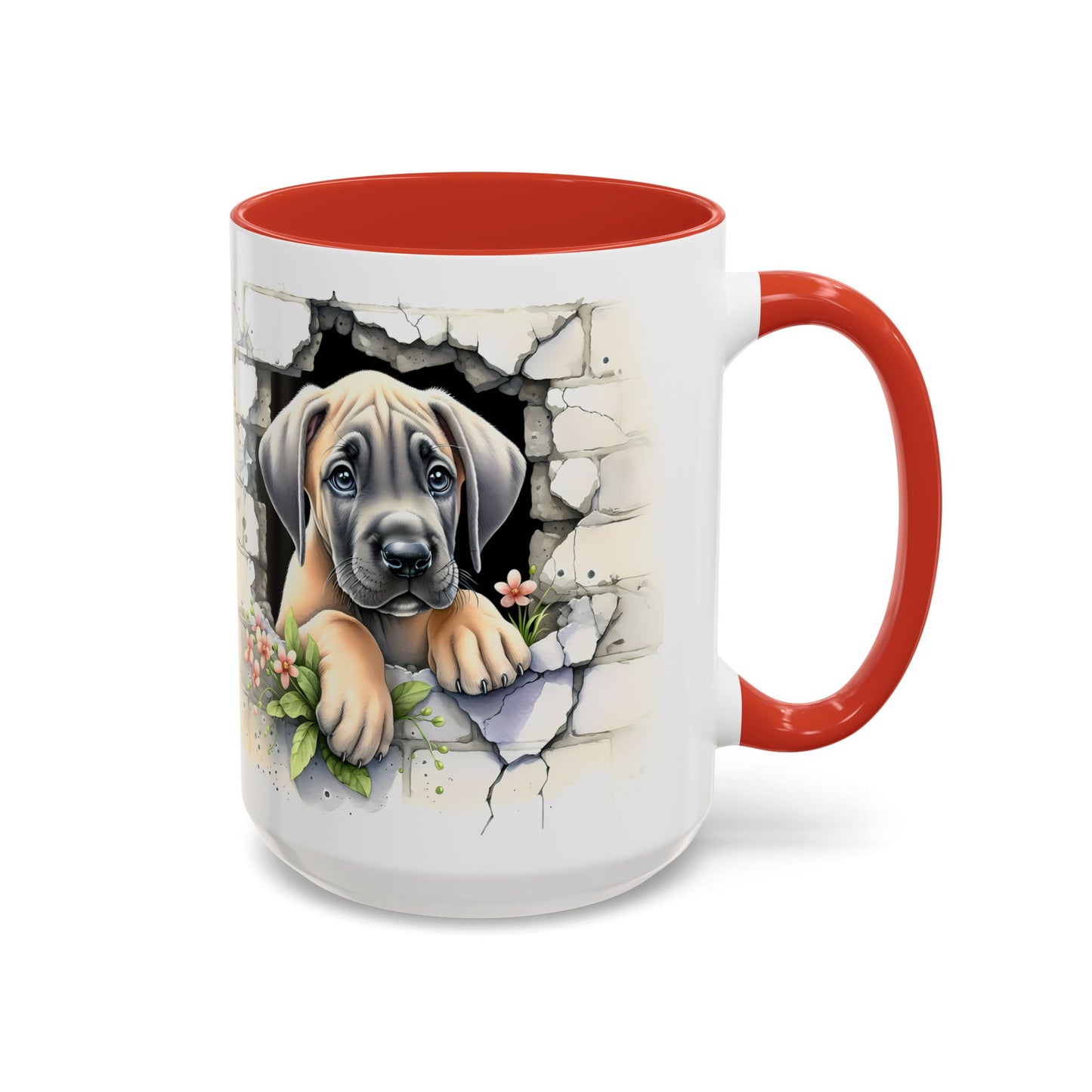 🐾 Great Dane Puppy Accent Mug – Sweet Peek-Through Puppy Design ☕💛
