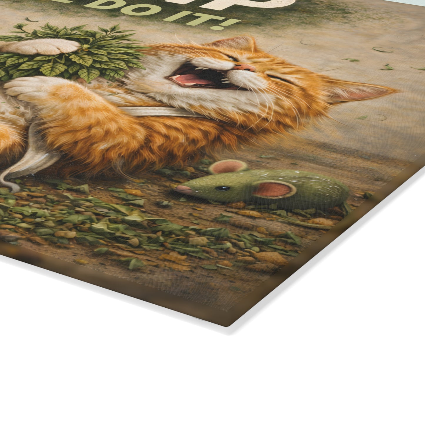 Catnip Made Me Do It Glass Cutting Board – Funny Cat Kitchen Art