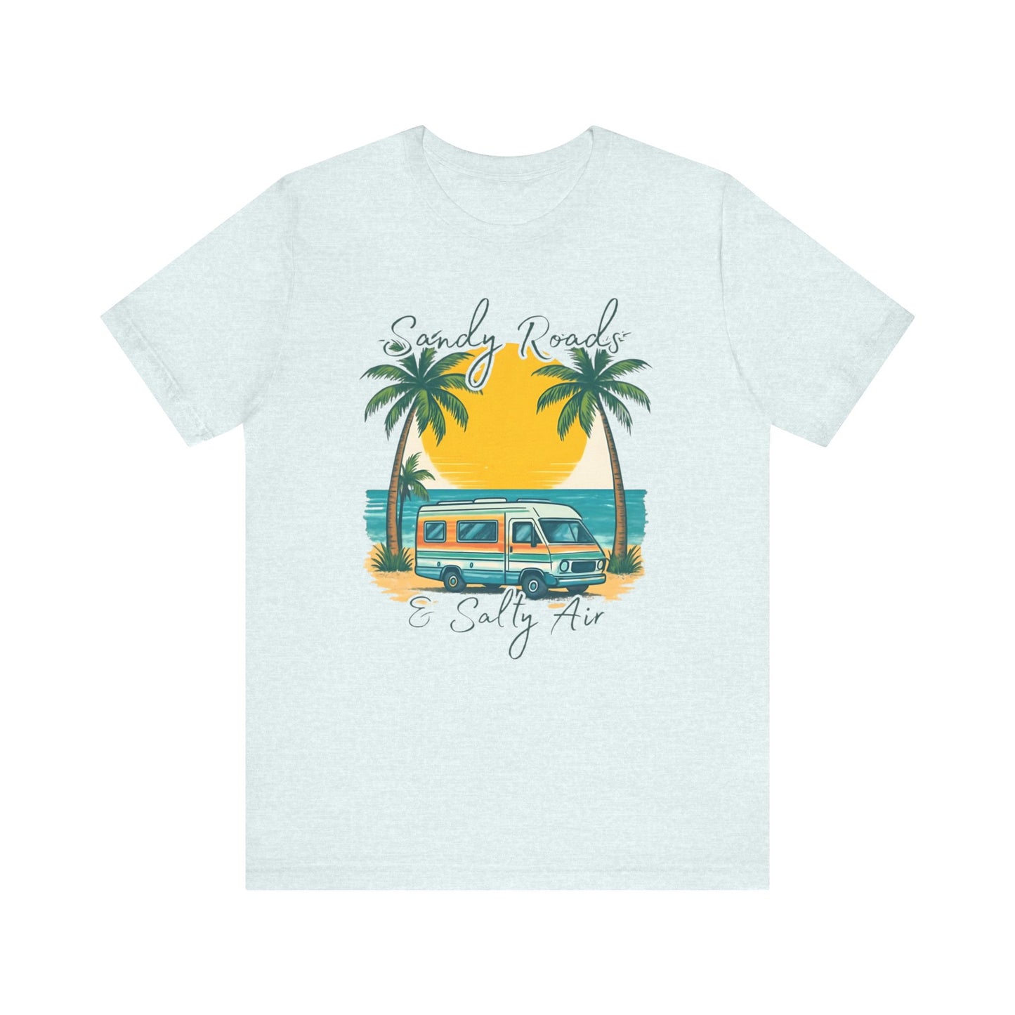 Camiseta Sandy Roads &amp; Salty Air: Camisa playera ligera para mujer para días costeros y ambiente veraniego.