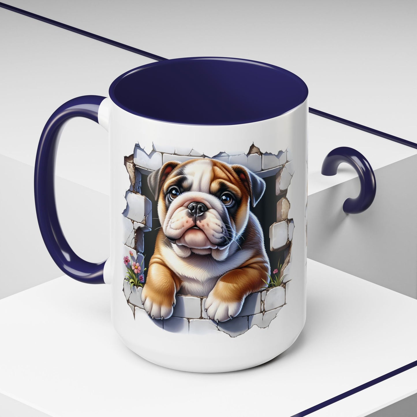 🐶☕ English Bulldog Puppy Accent Mug – Adorable Breakthrough Pup Design ✨rs (11/15oz)