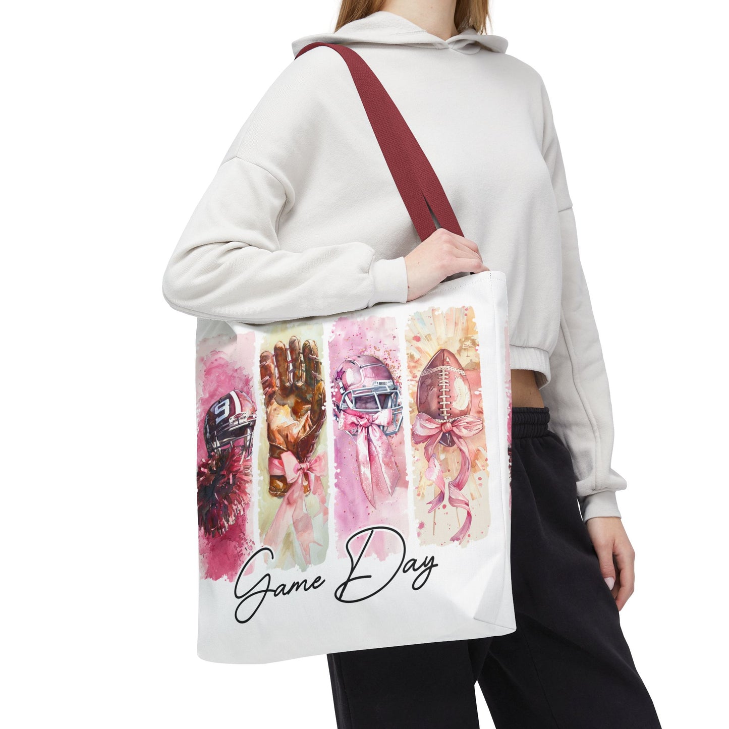 🏈 Game Day Pink Ribbon Tote Bag – Football & Pink Power 💖👜