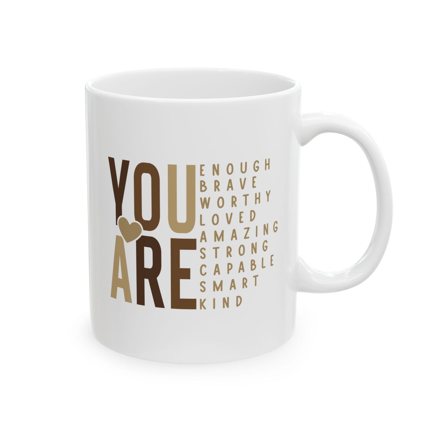 ☕ YOU ARE ENOUGH Affirmation Mug – Daily Reminder of Strength, Worth, and Kindness 💛