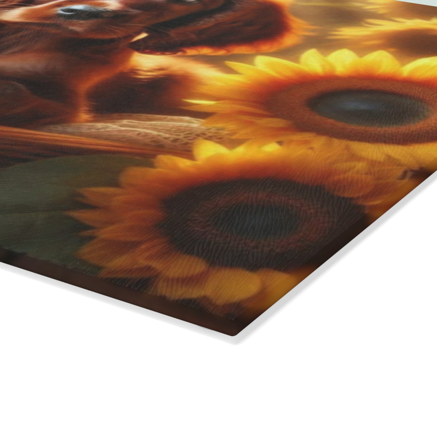 🐶🌻 Irish Setter Puppy & Sunflowers Cutting Board – Golden Glow Meets Puppy Charm