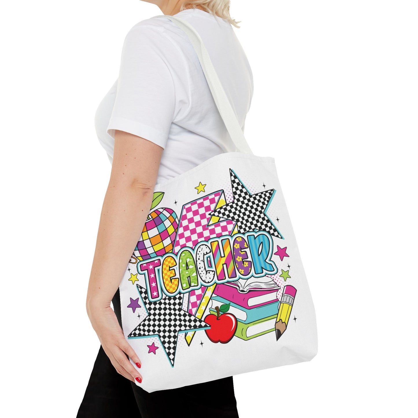 🌟 Bright Teacher Stars Tote – Bold Style for the Best in Class 🍎