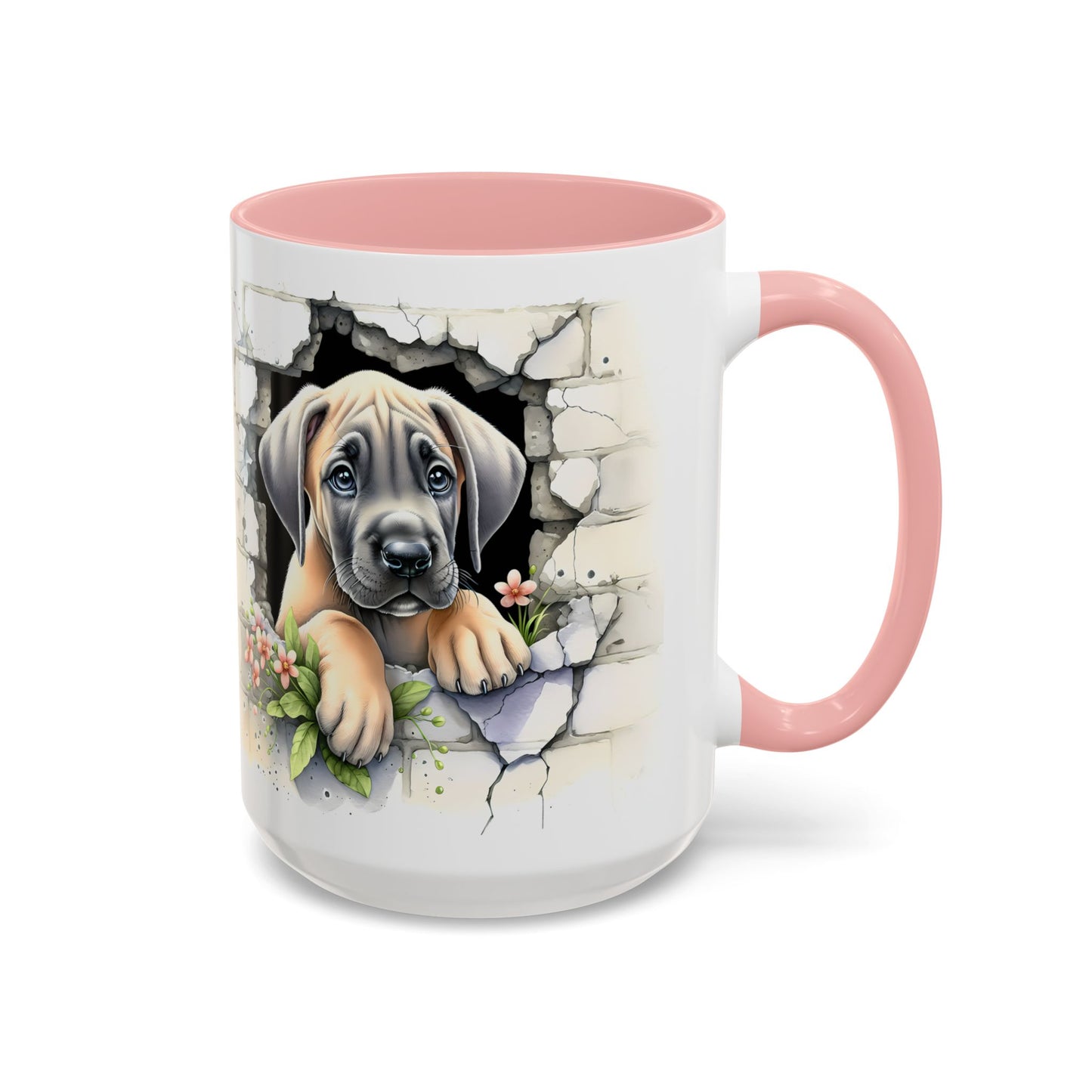🐾 Great Dane Puppy Accent Mug – Sweet Peek-Through Puppy Design ☕💛