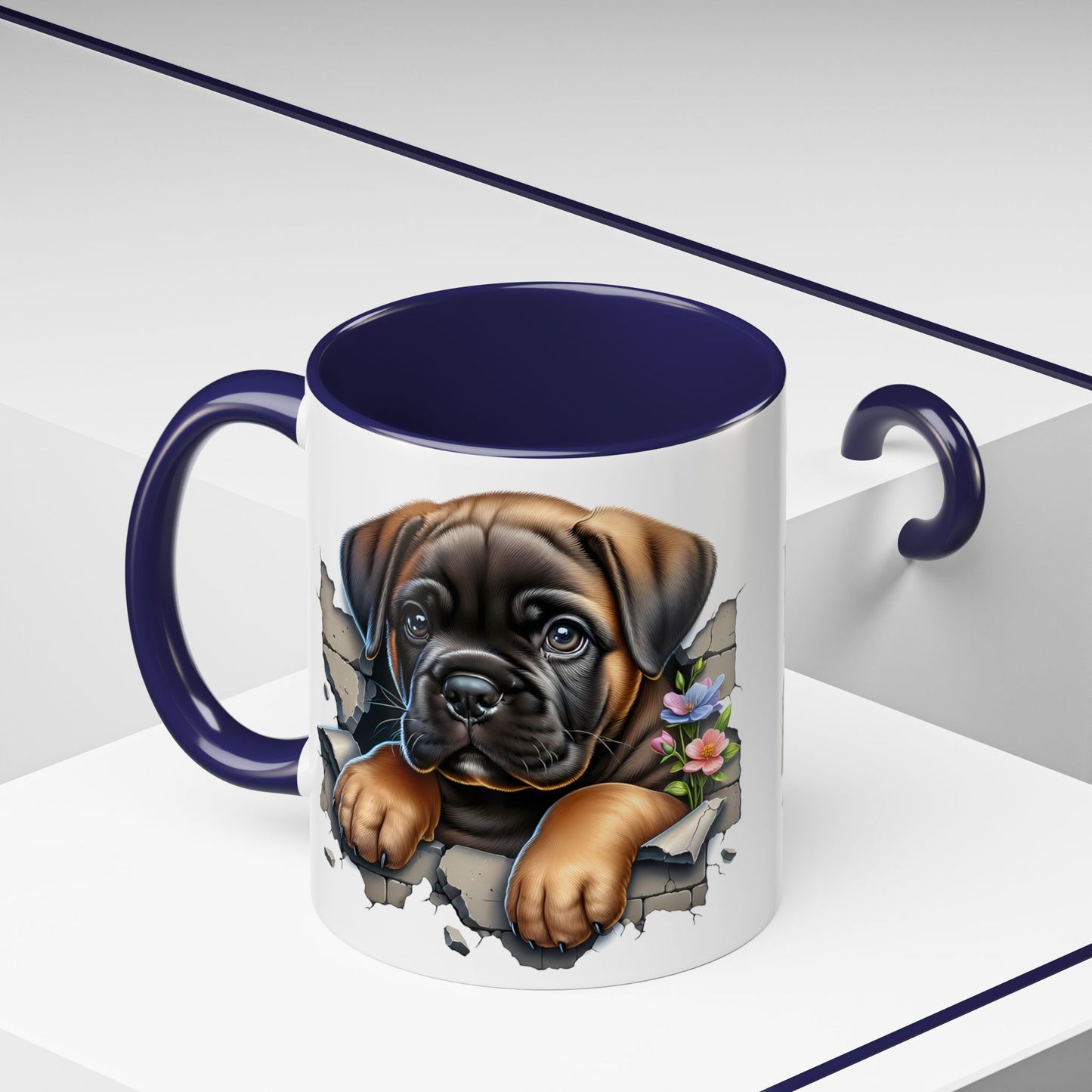 🧡 Boxer Puppy Accent Mug – Adorable Peek-Through Cup for Dog Lovers