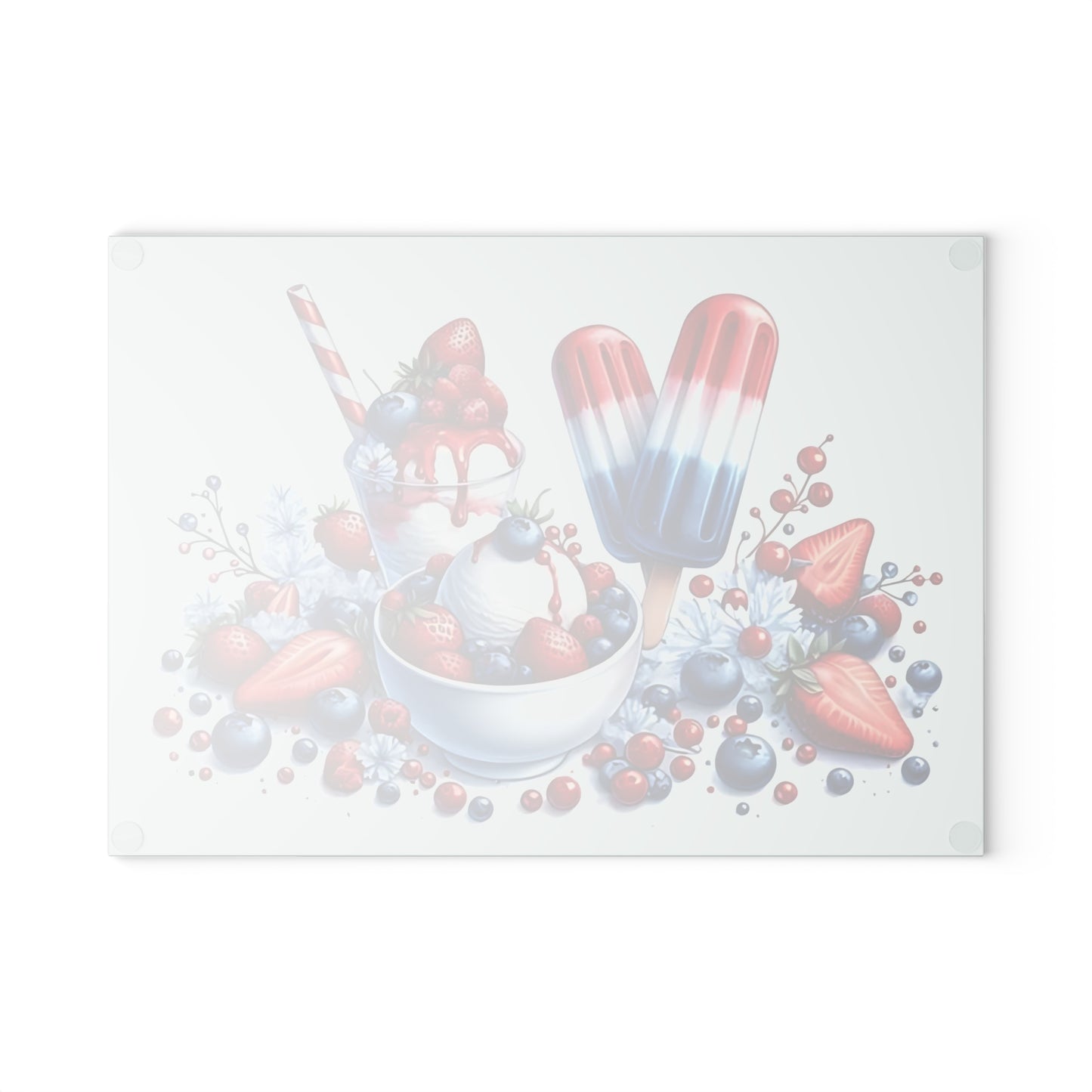 Tabla de cortar de vidrio para postres del 4 de julio: un dulce estilo patriótico para celebraciones de verano