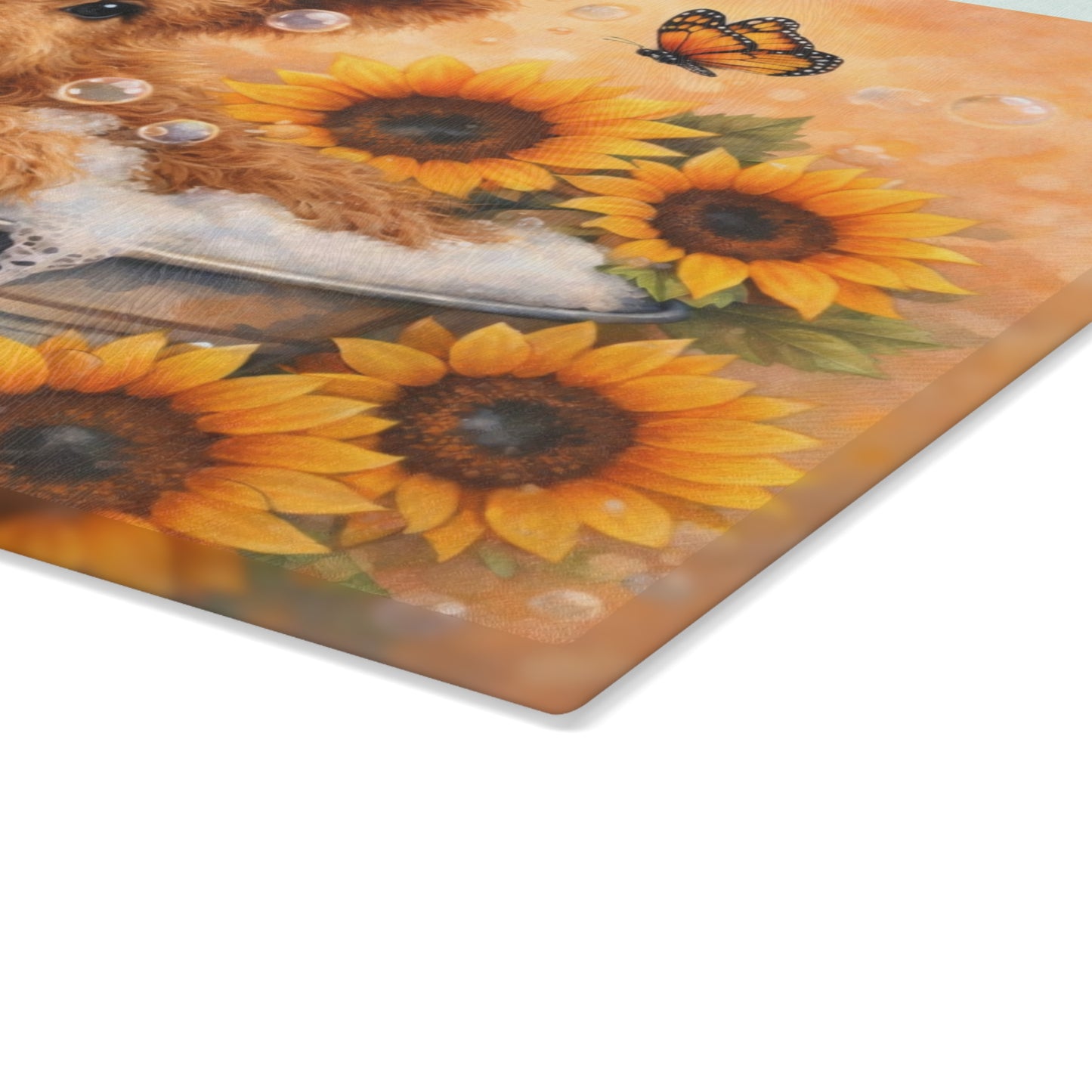 Highland Calf Bubble Bath Glass Cutting Board – Farmhouse Kitchen Decor
