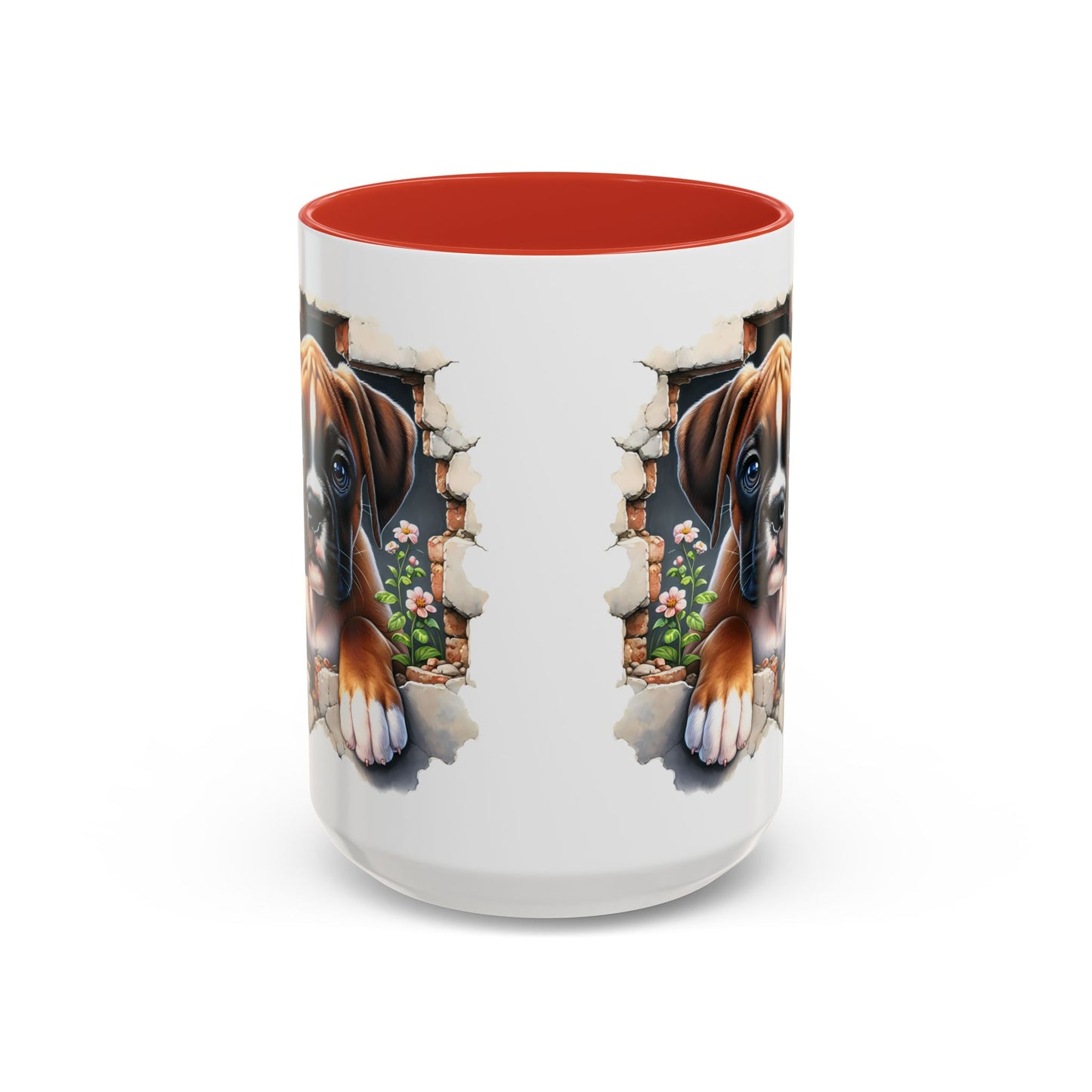 🐶☕ Boxer Puppy Peek Accent Mug – Adorable Dog Lover Gift ✨💛