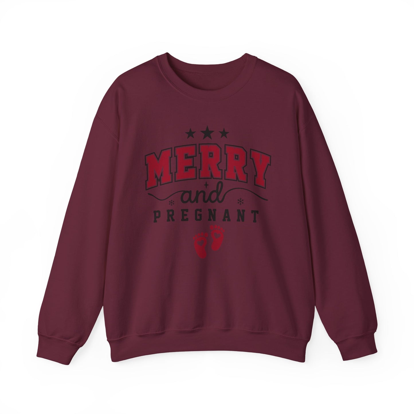 🎄👣 Merry Little Kicking Feet Christmas Maternity Sweatshirt – Cute Holiday Pregnancy Crewneck