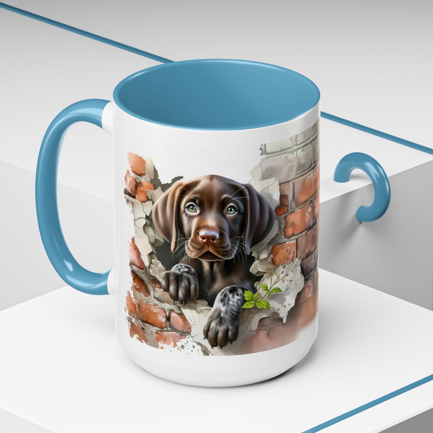 🐶🍫 Chocolate Lab Puppy Accent Mug – Sweet Brown Pup Coffee Cup ☕💛