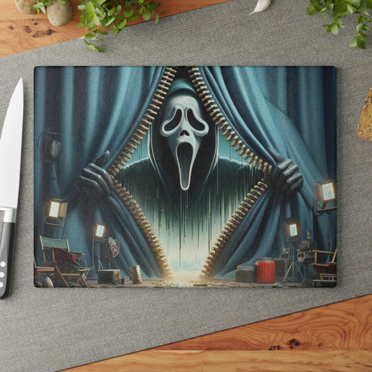 🗡️ Screaming Stage Horror Cutting Board – Scream-Worthy Style for Your Spooky Kitchen