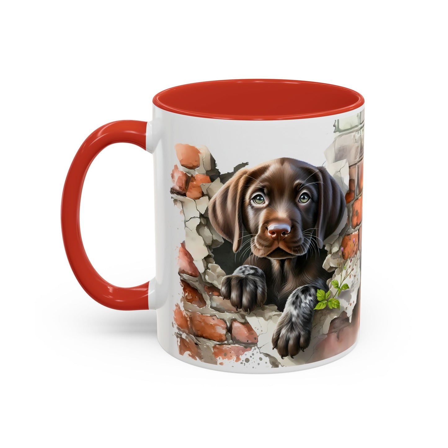 🐶🍫 Chocolate Lab Puppy Accent Mug – Sweet Brown Pup Coffee Cup ☕💛