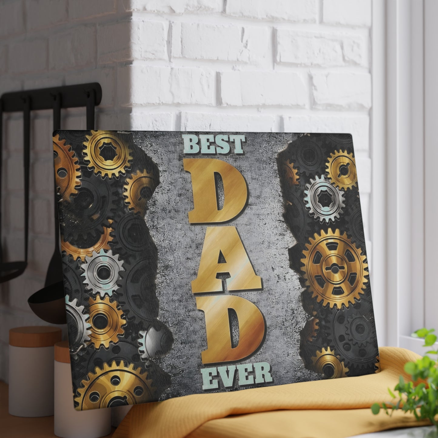 BEST DAD EVER Glass Cutting Board – Industrial Gear Design