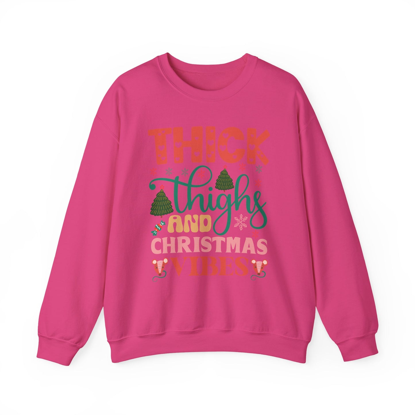 🎄💖 Thick Thighs & Christmas Vibes Crewneck – Cute, Confident & Cozy