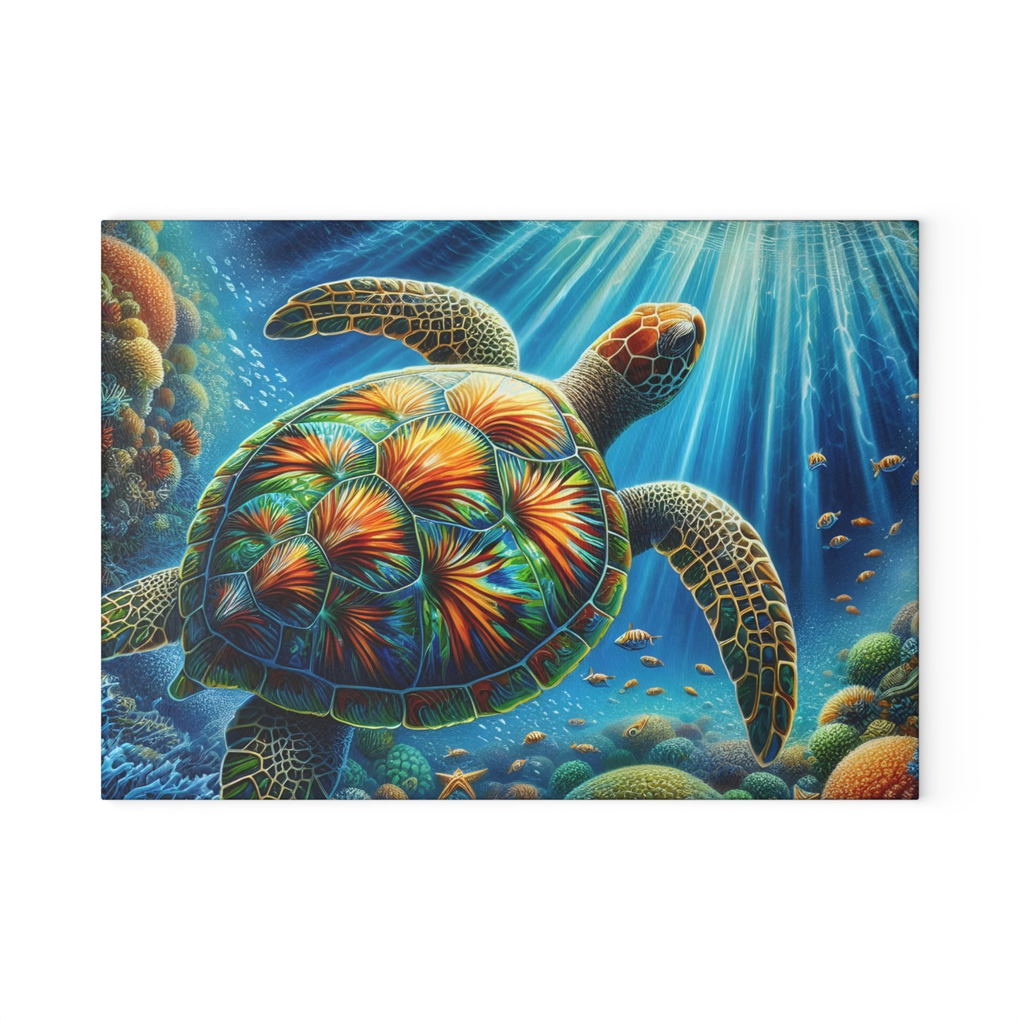 🐢 Vibrant Ocean Turtle Cutting Board – Splash of Color for Your Coastal Kitchen 🌊