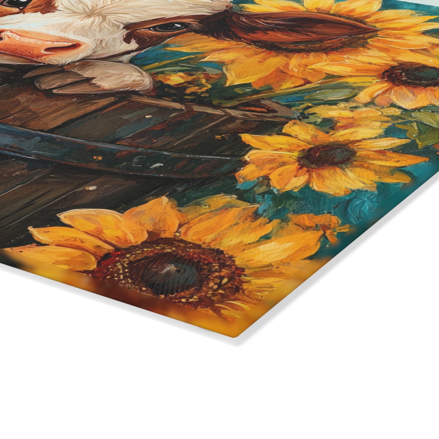 🌻🐄 Rustic Sunflower Calf Cutting Board – Country Charm Meets Timeless Elegance 🌾✨