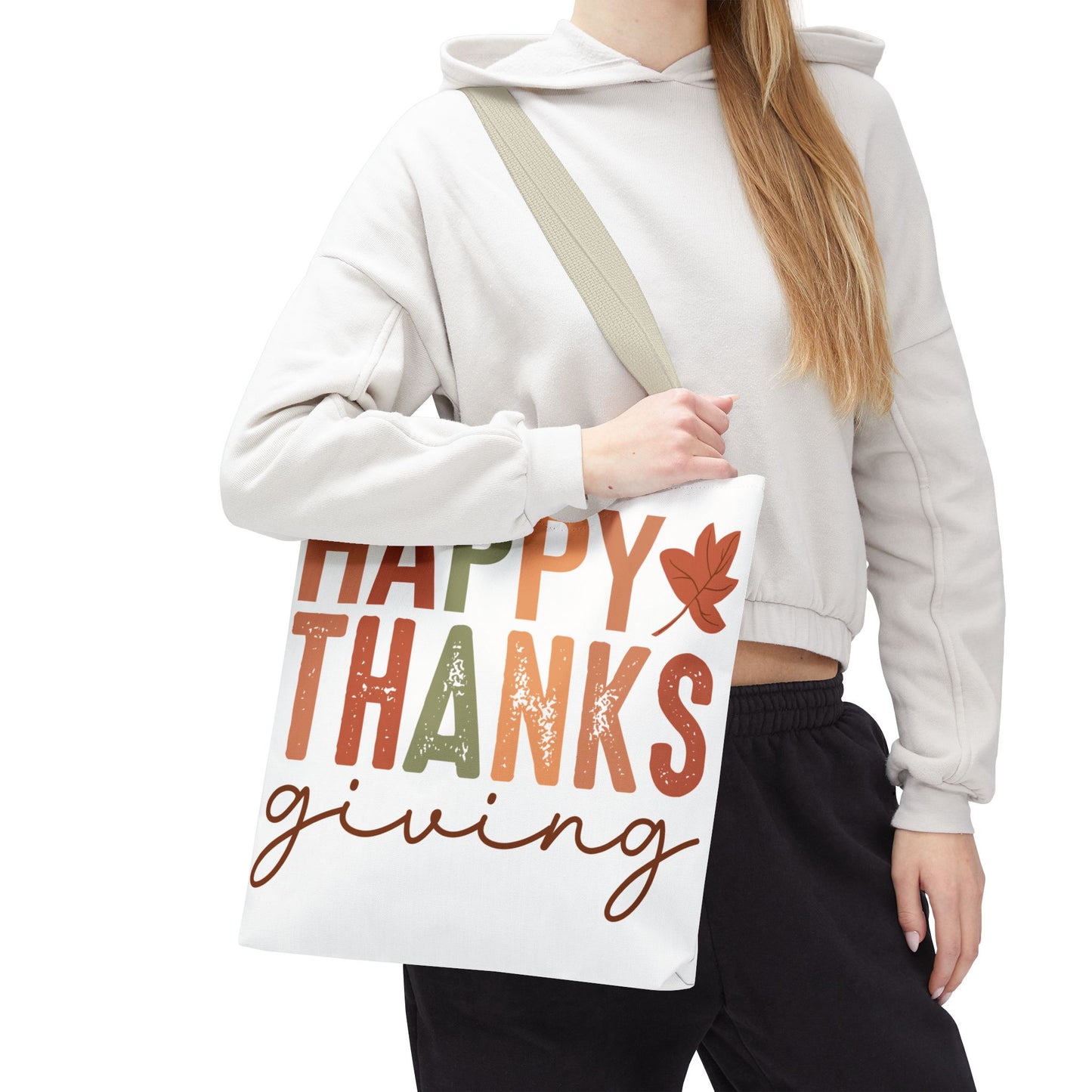 🍁 Rustic Happy Thanksgiving Tote Bag – Simple Charm for the Season 🍂🧡